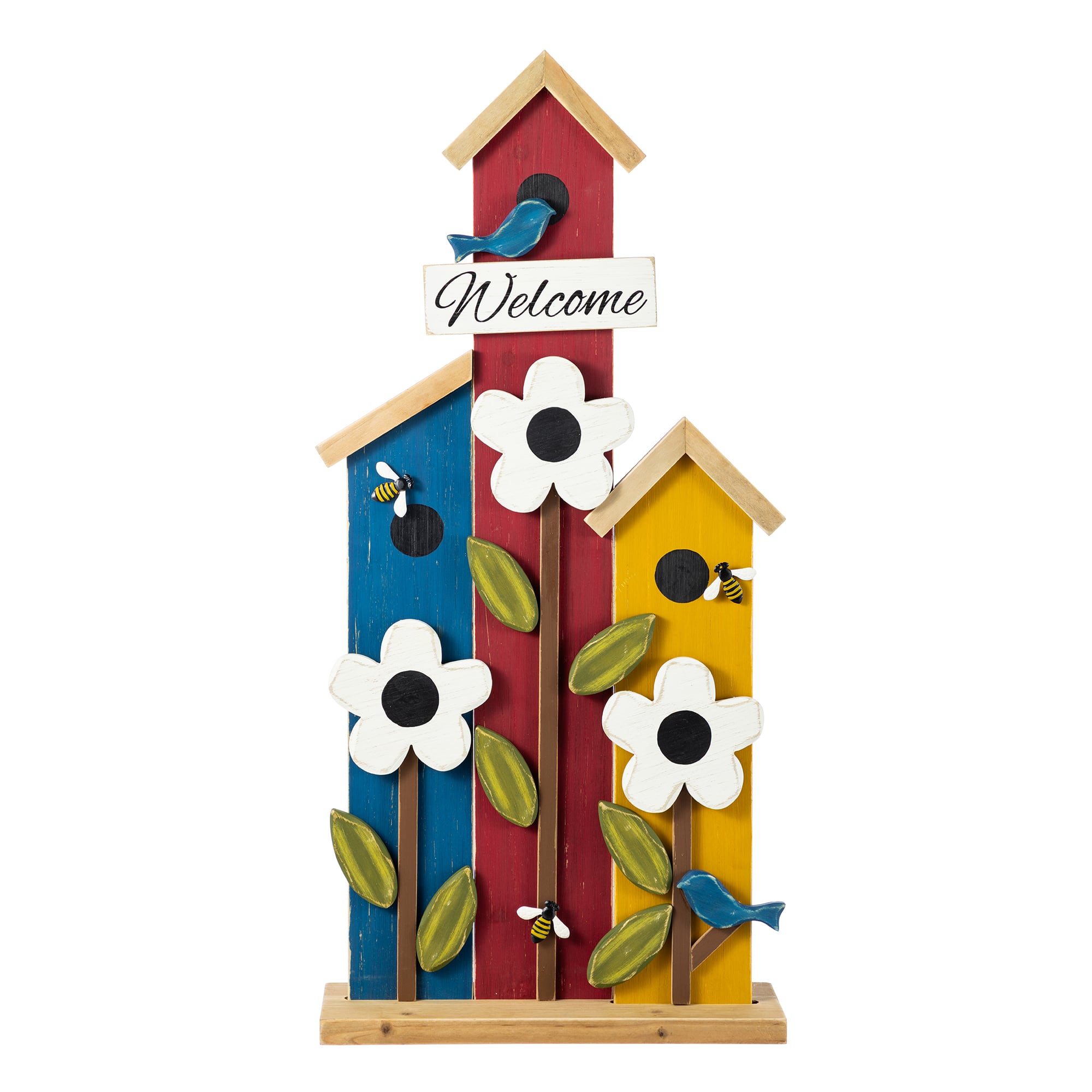 Glitzhome® 30" Solid Wood Birdhouse-Shaped Outdoor Porch Decor Sign