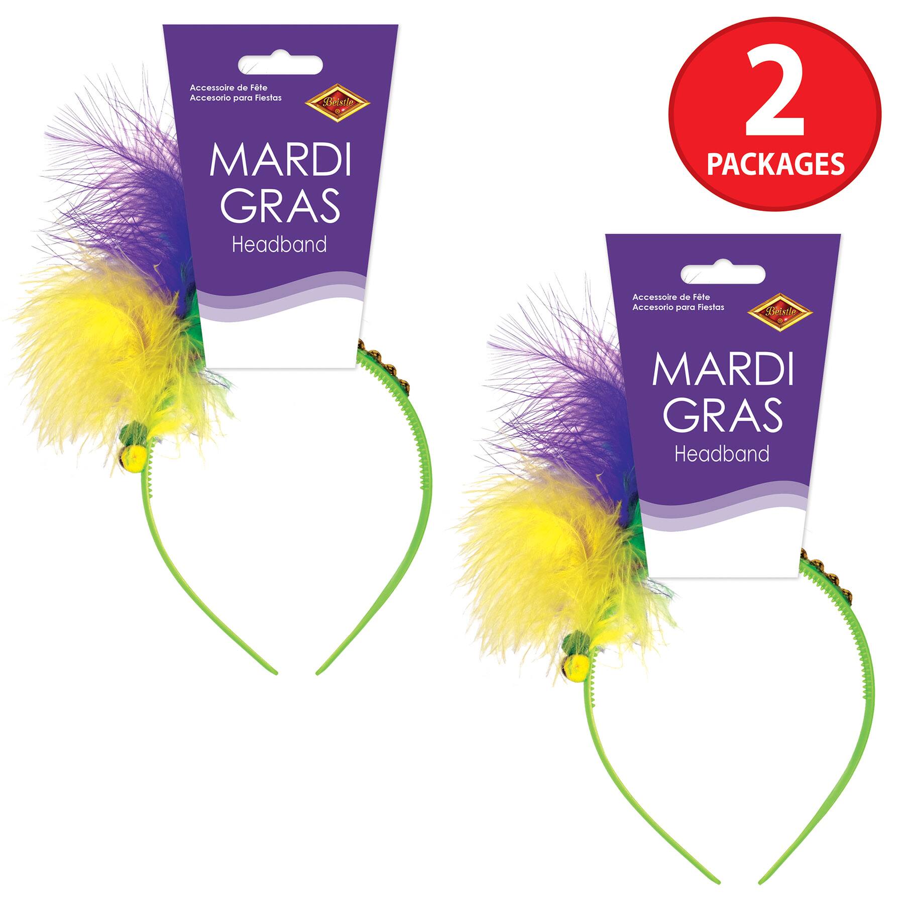 Beistle Adult Mardi Gras Feather Headbands, 2ct.