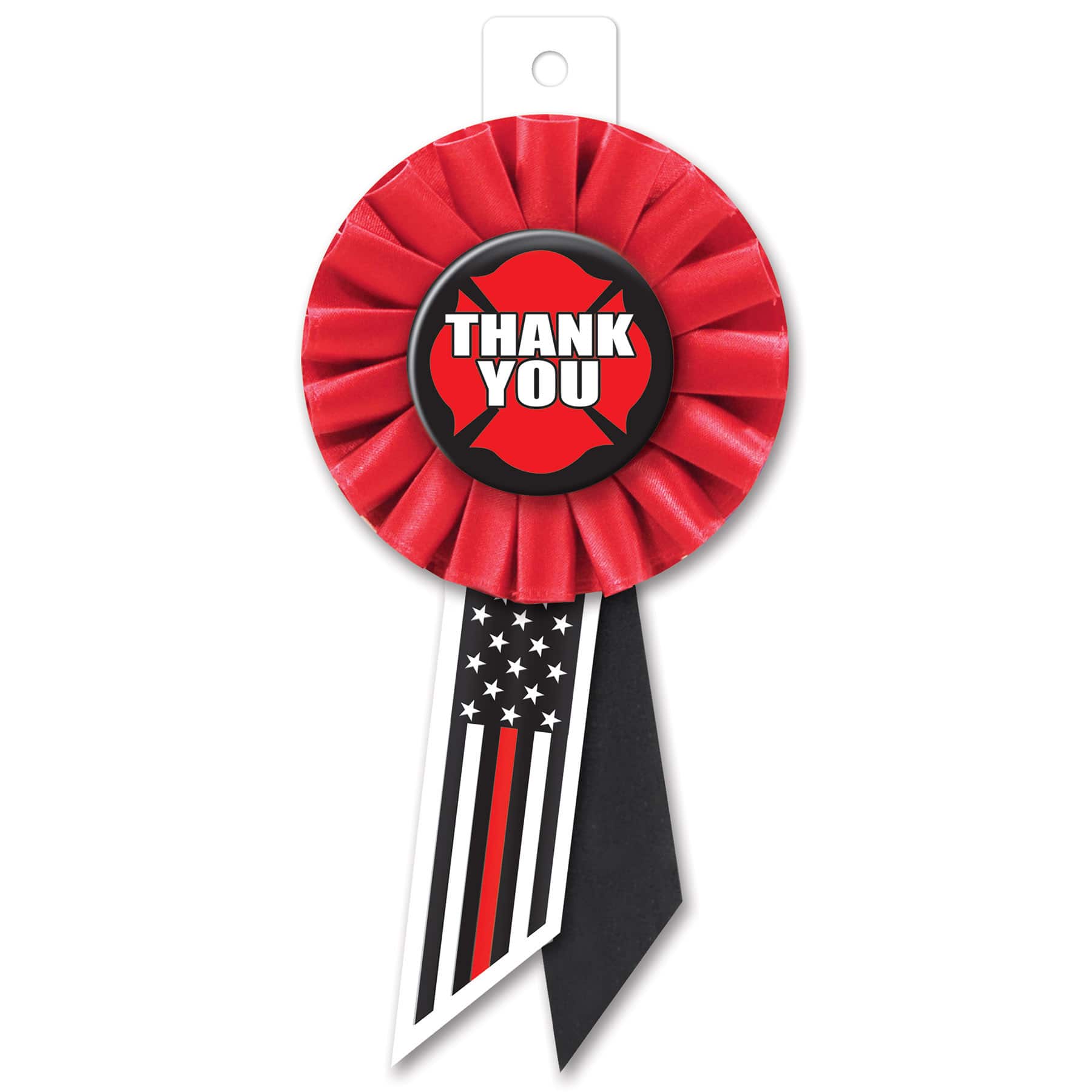 Beistle 6.5" Red Stripe Thank You Firefighters Rosettes, 6ct.