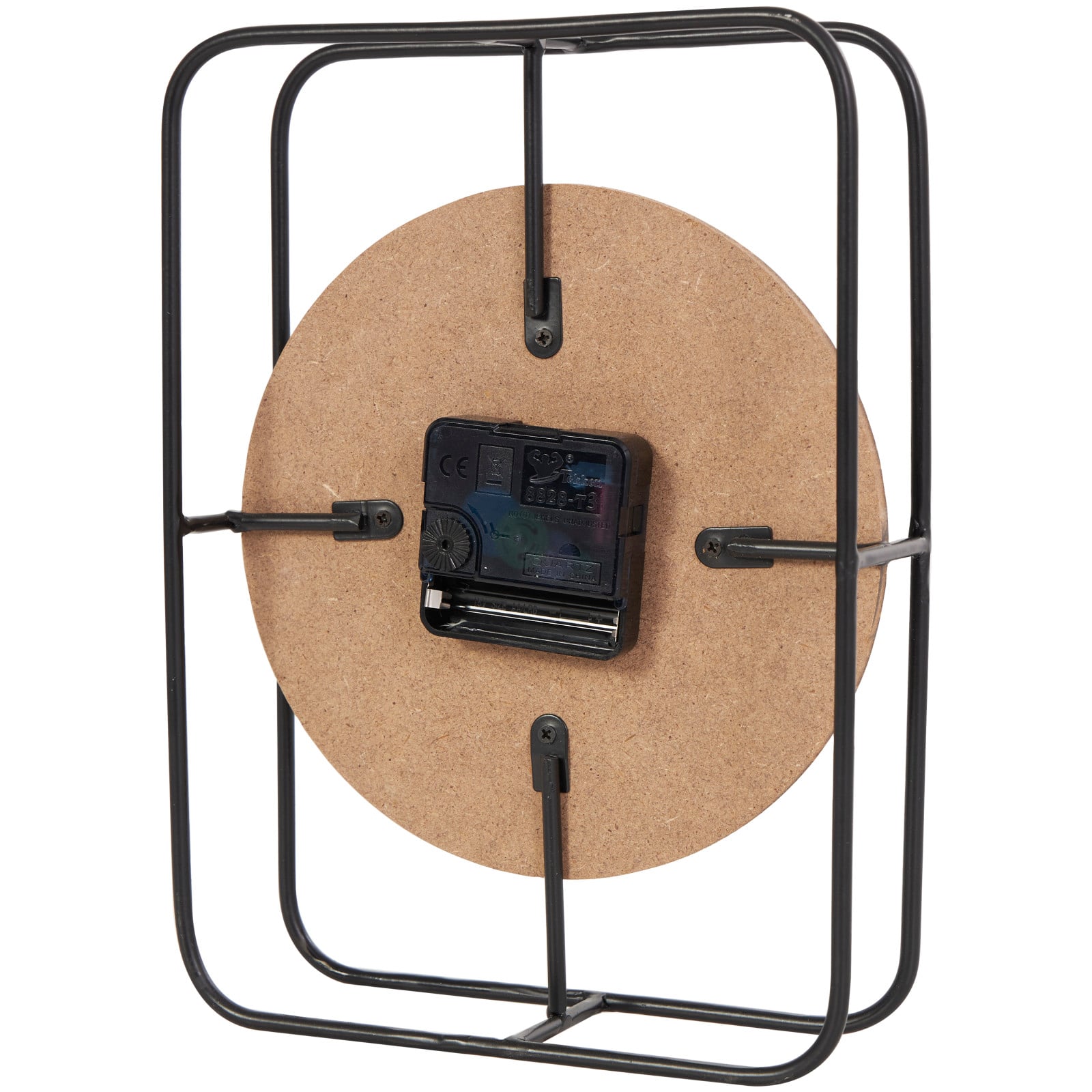 10" Black Metal Geometric Open Frame Clock with Grid Patterned Clockface