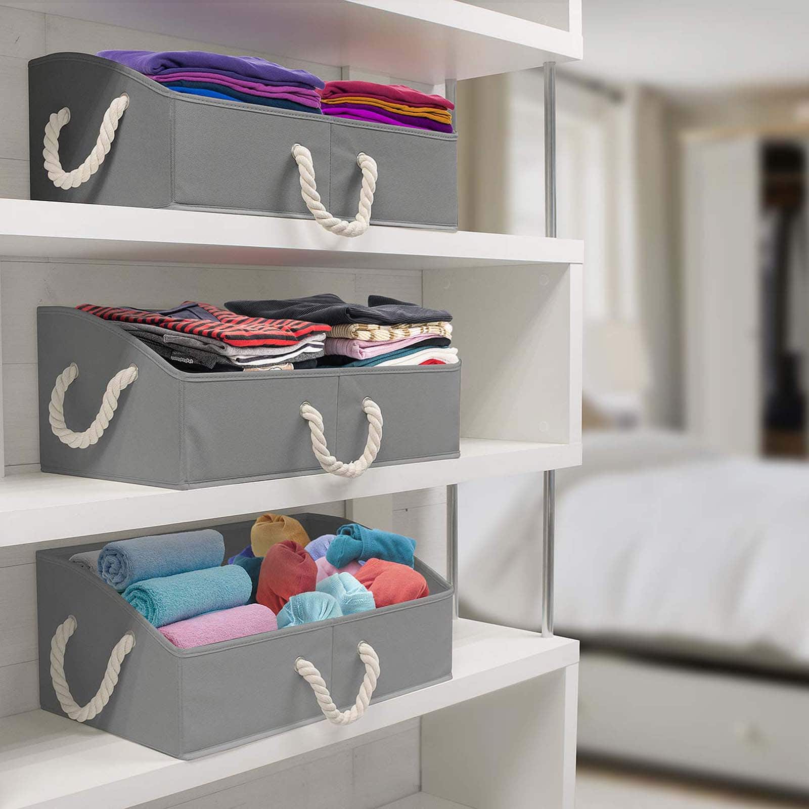 Sorbus 20" Trapezoid Storage Box with Cotton Rope, 3ct.