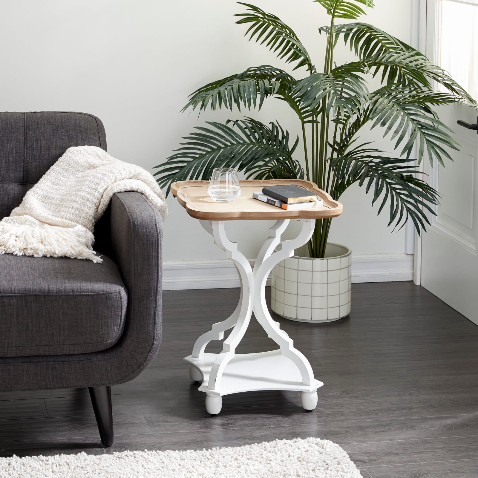 25" White Farmhouse Wood Accent Table