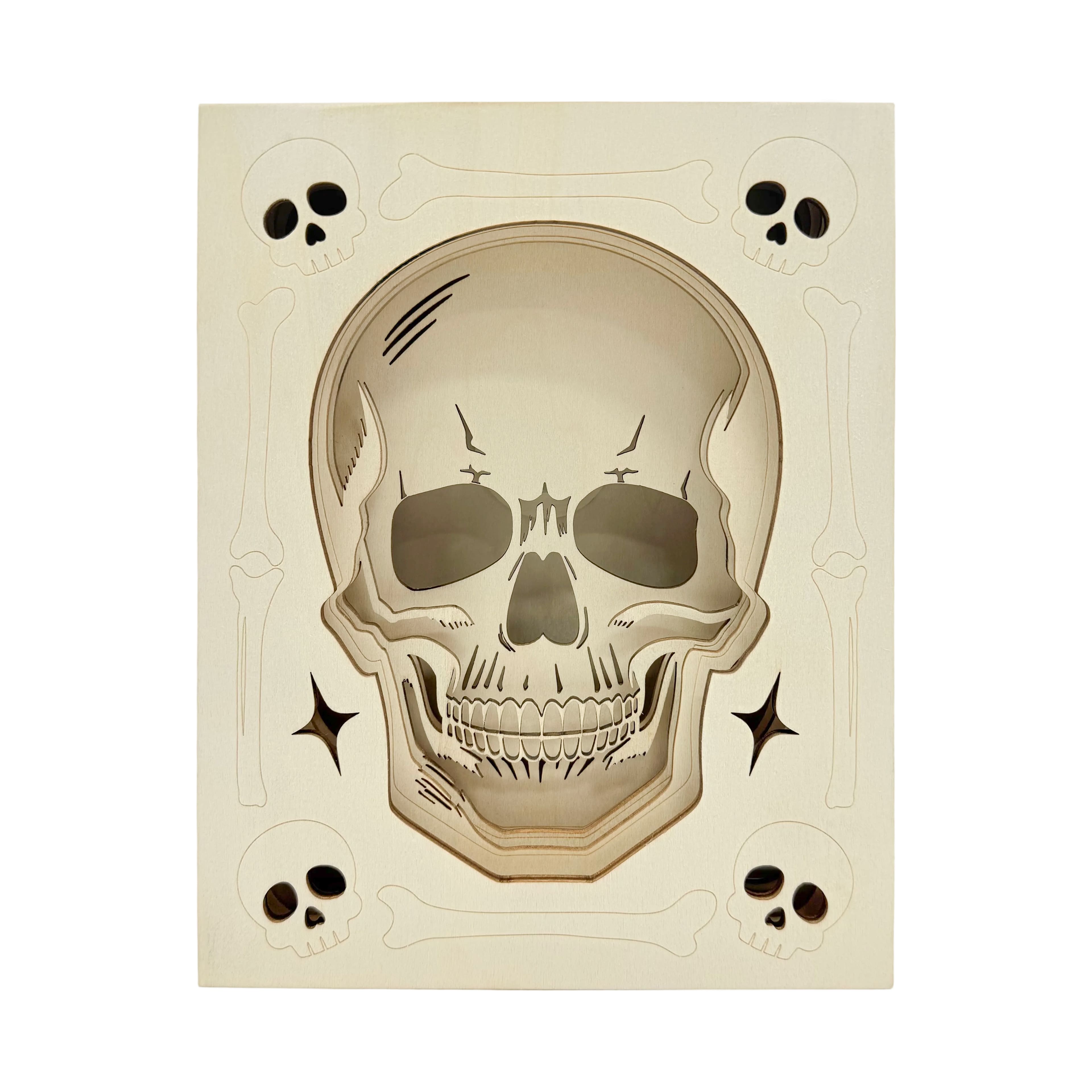8.75" Skull Shadow Box DIY LED Wood Décor by Make Market®