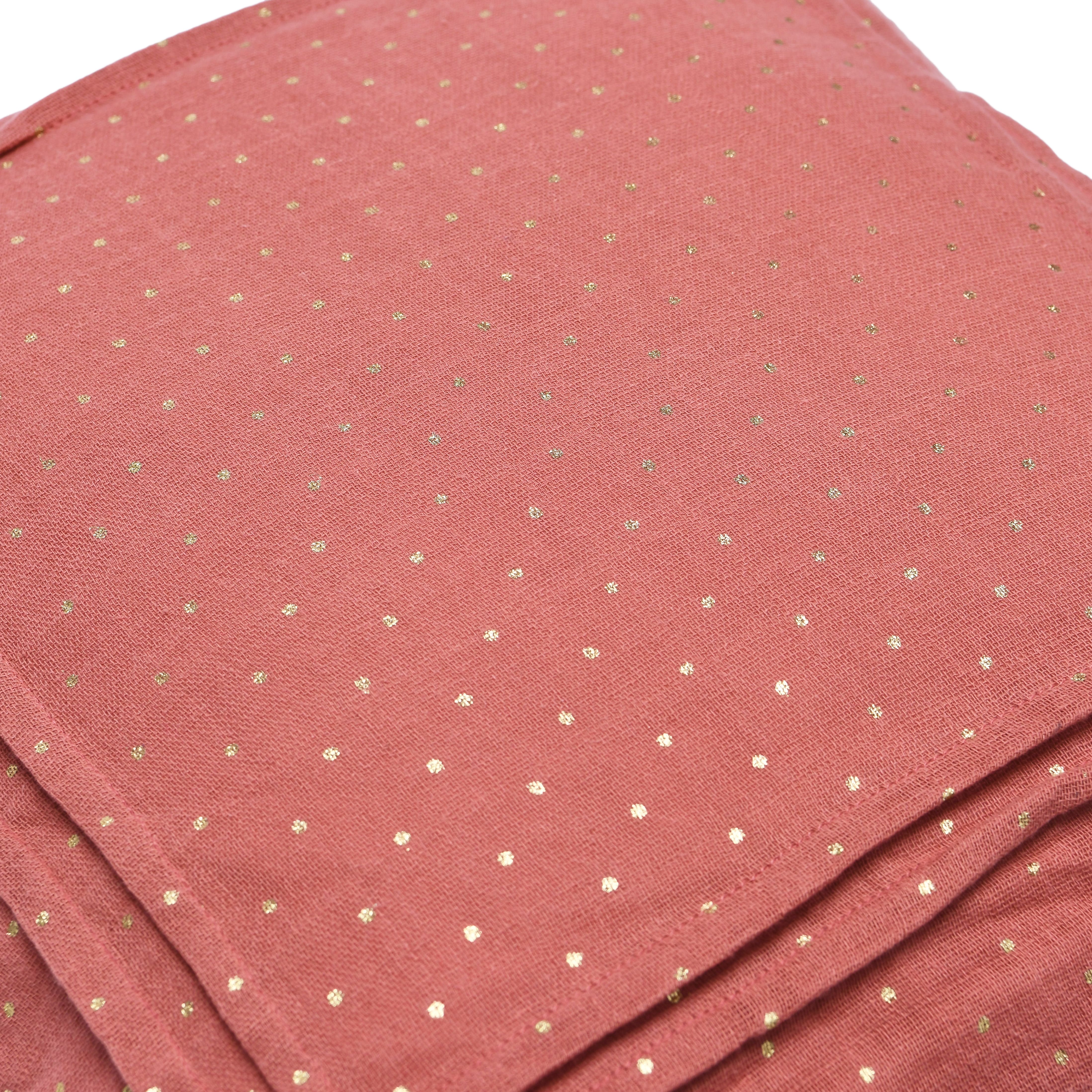 Hello Honey® Rose with Gold Foil Dots Double Cloth Pleated Cotton Pillow