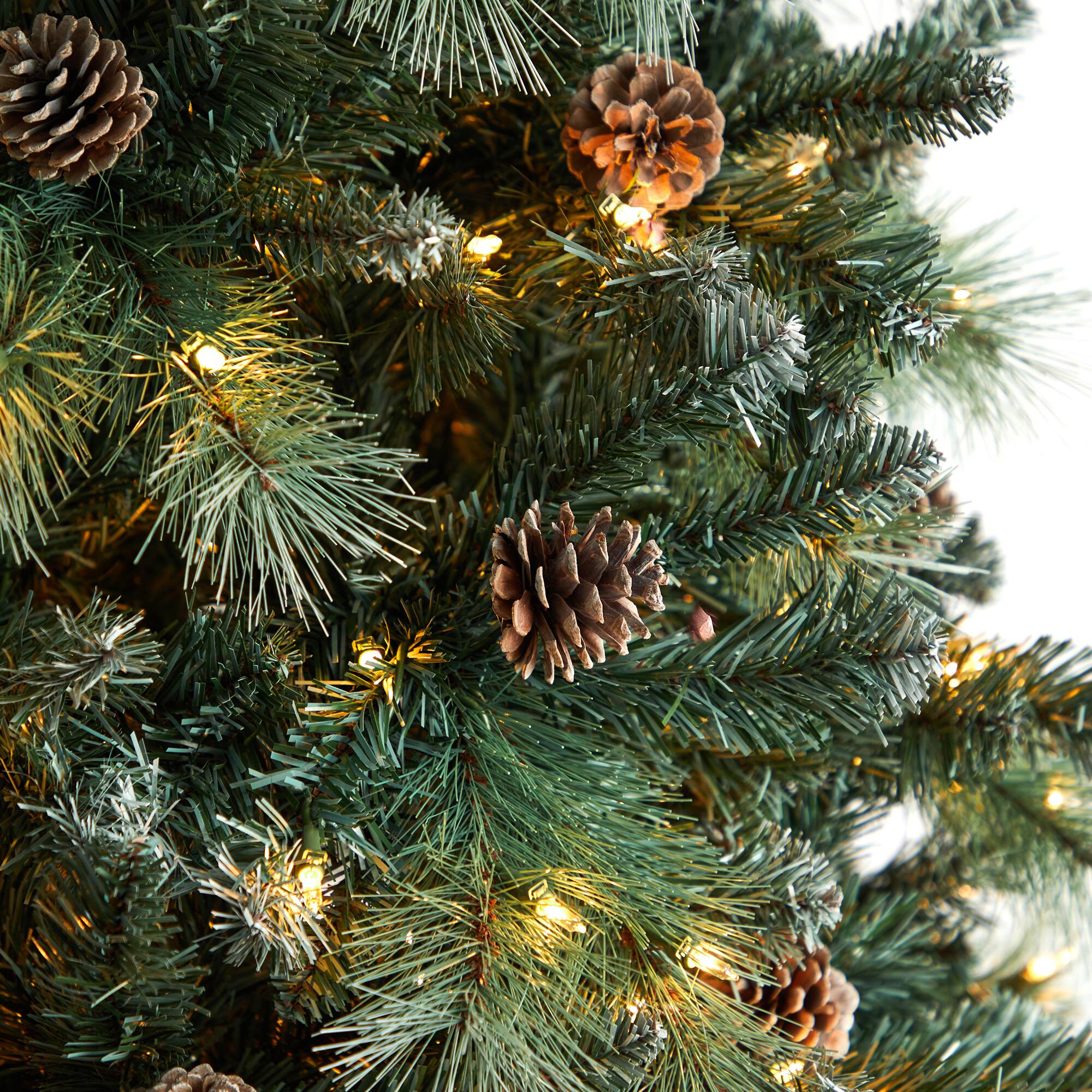 9ft. Pre-Lit Frosted British Columbia Mountain Pine Artificial Christmas Tree, Clear Lights
