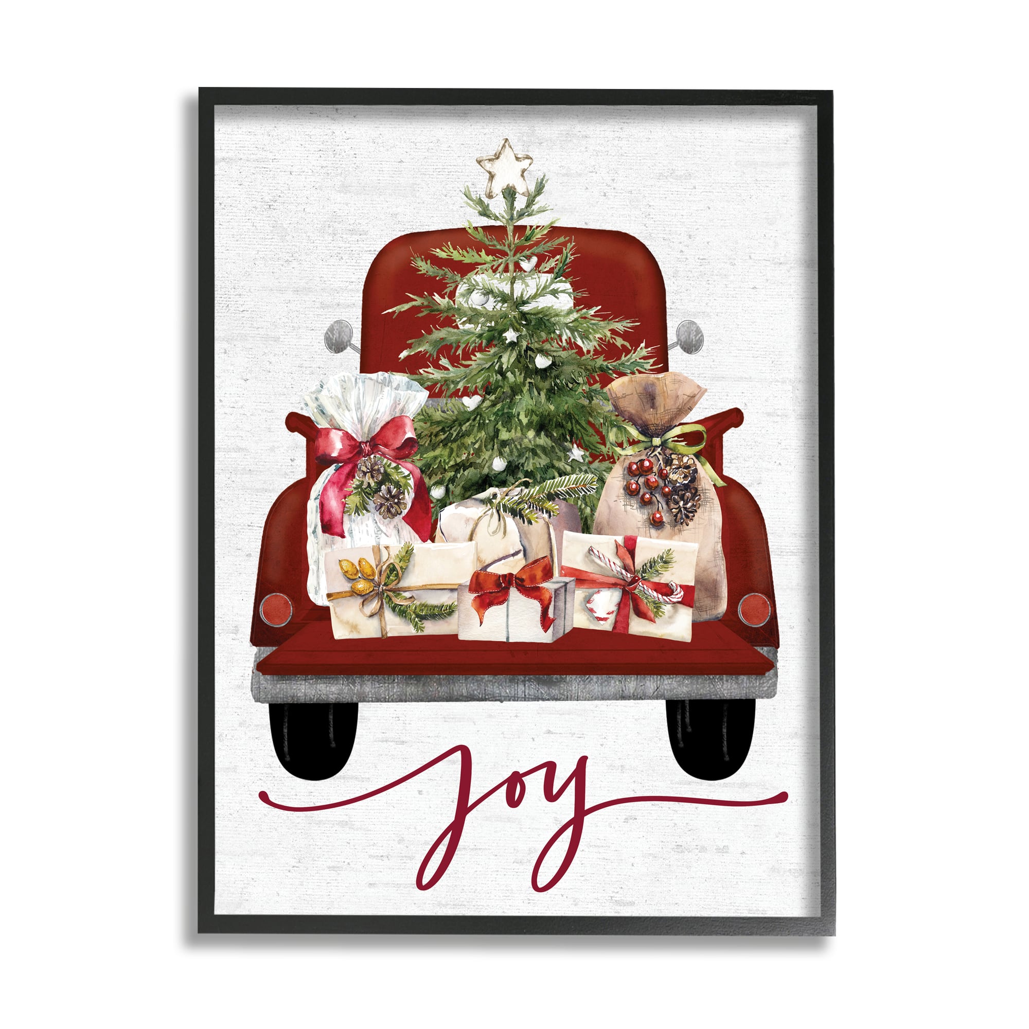 Stupell Industries Joy Holiday Red Gift Truck Framed Giclee Art