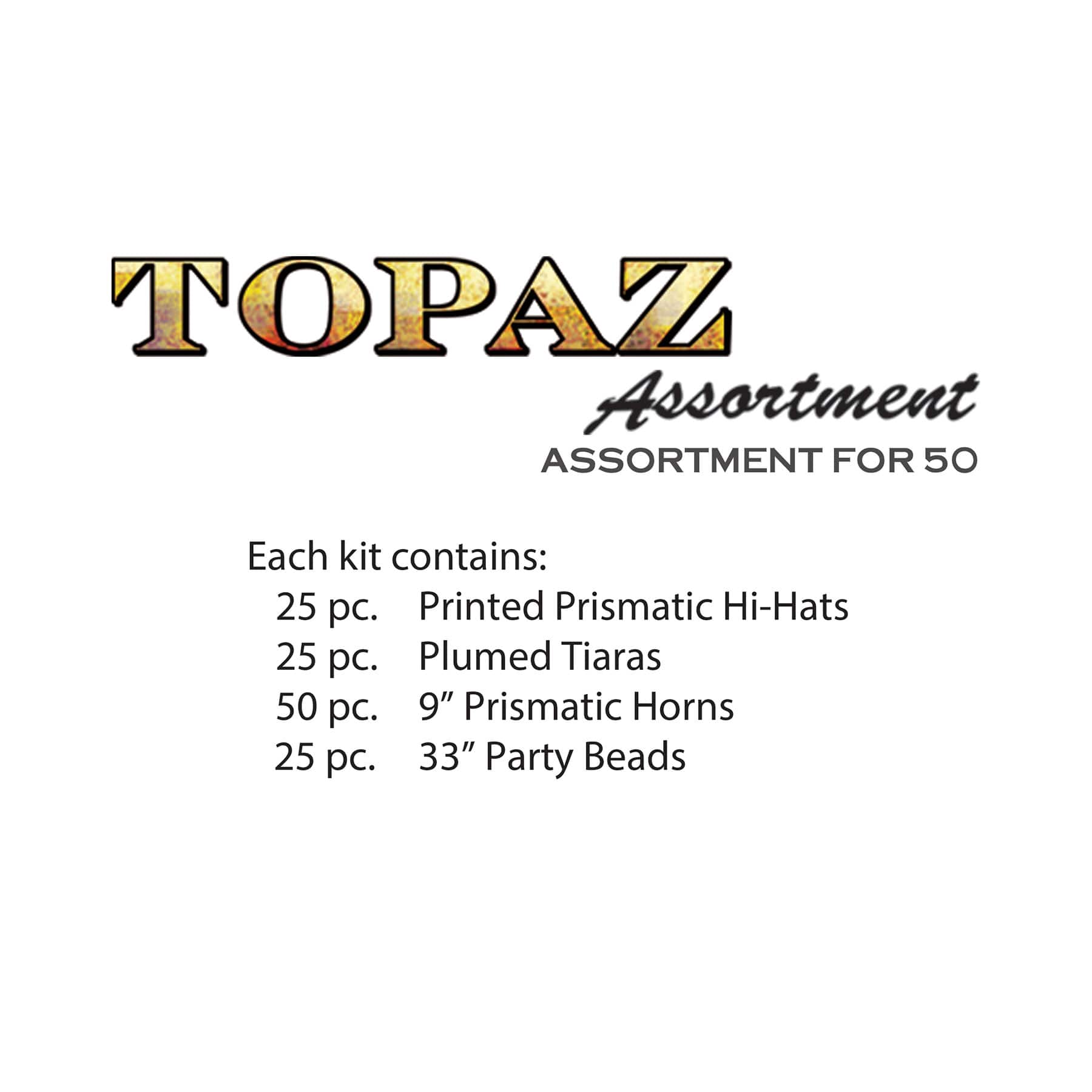Beistle Gold & Black New Year Topaz Party Favor Kit for 50