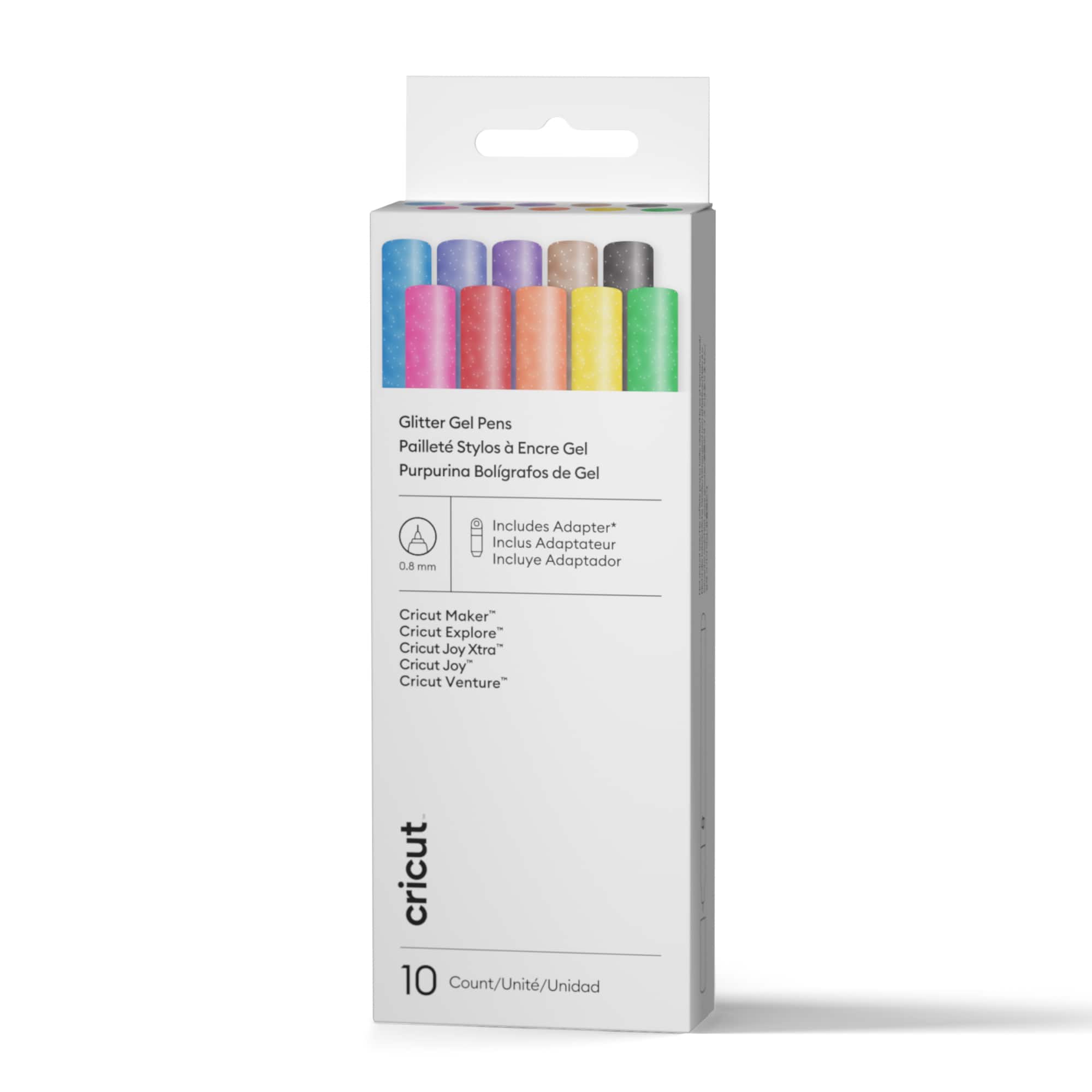 Cricut® 0.8mm Rainbow Sampler Glitter Gel Pen Set + Adapter