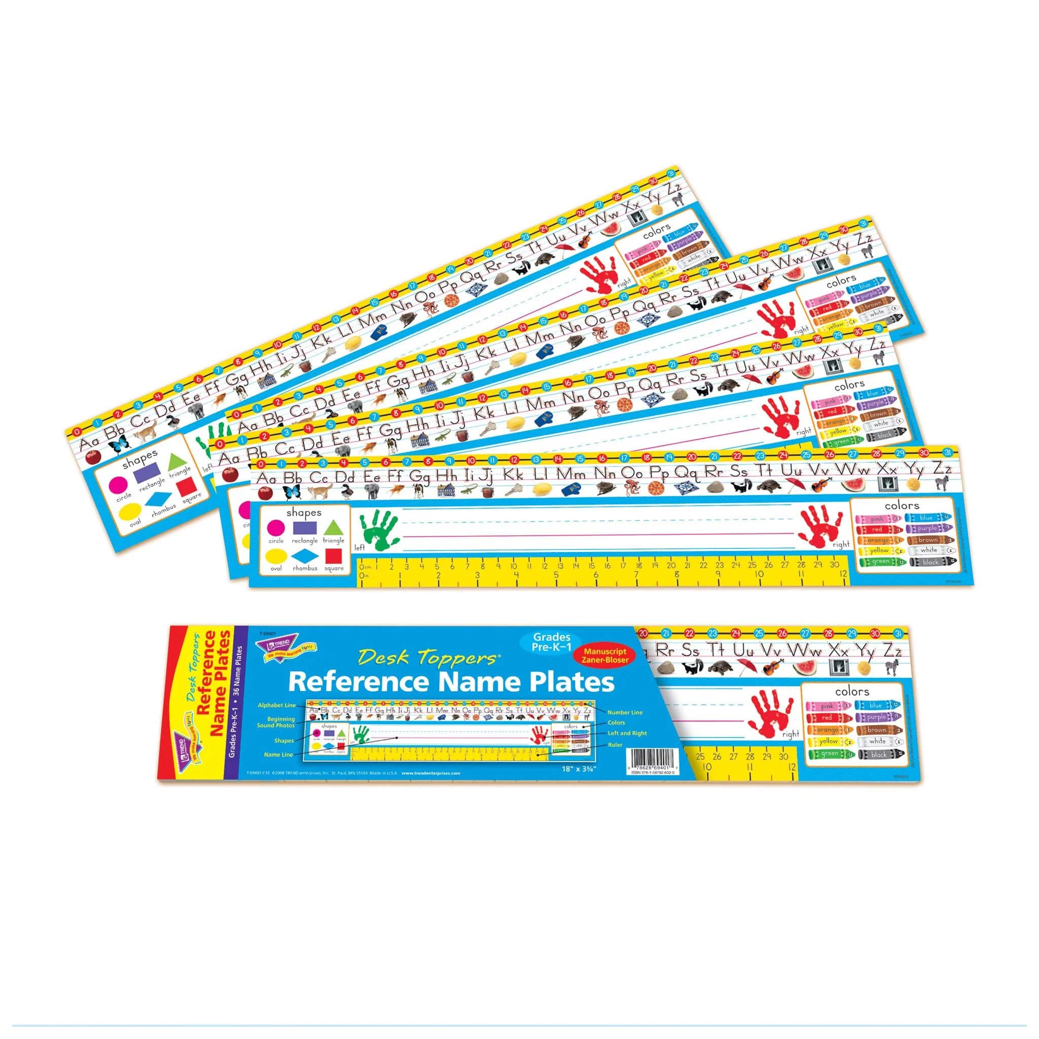Trend Desk Toppers® 3.75" x 18" Zaner Bloser Reference Name Plates, 3 Packs of 36