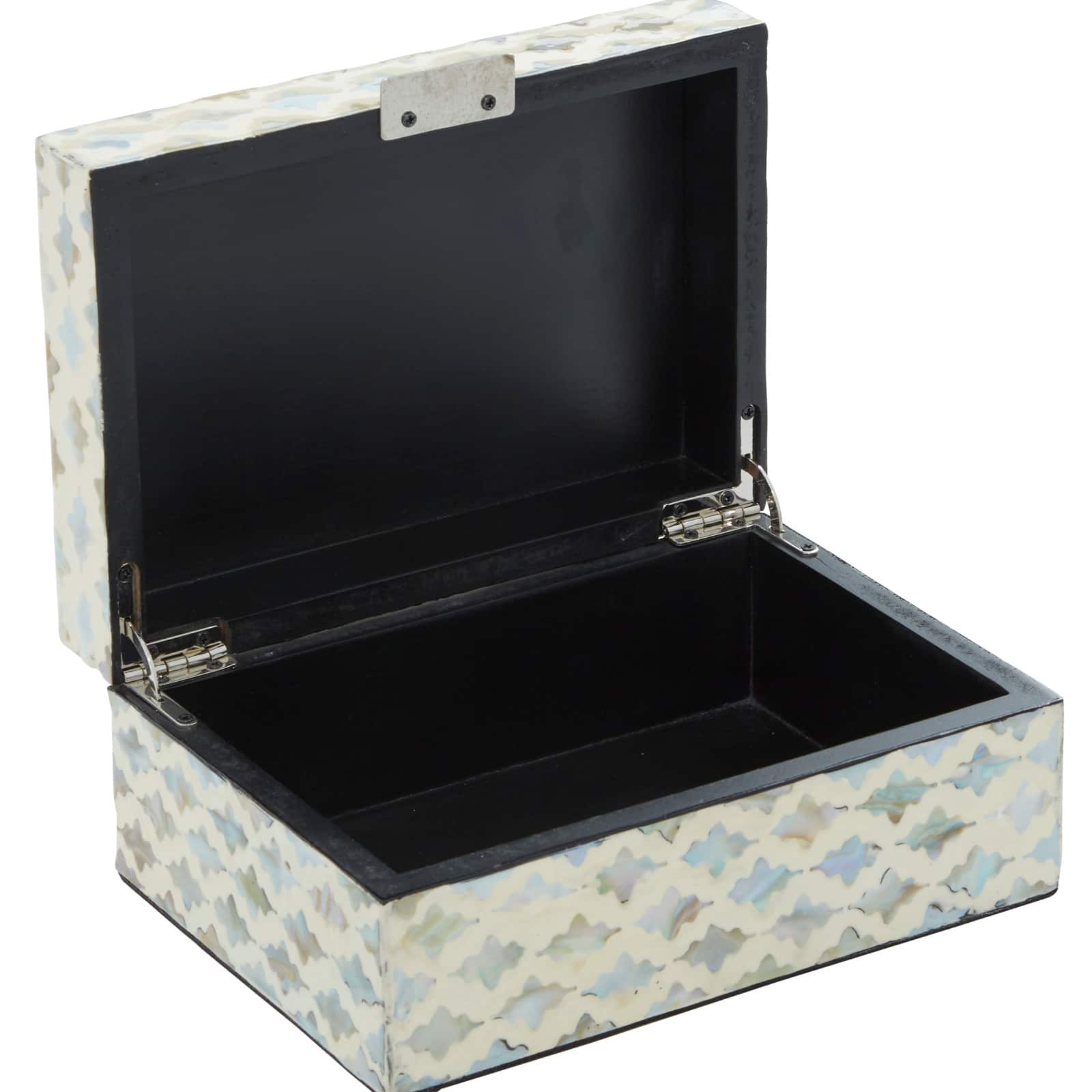Coastal Rectangular White Wooden Zigzag Decorative Box Set