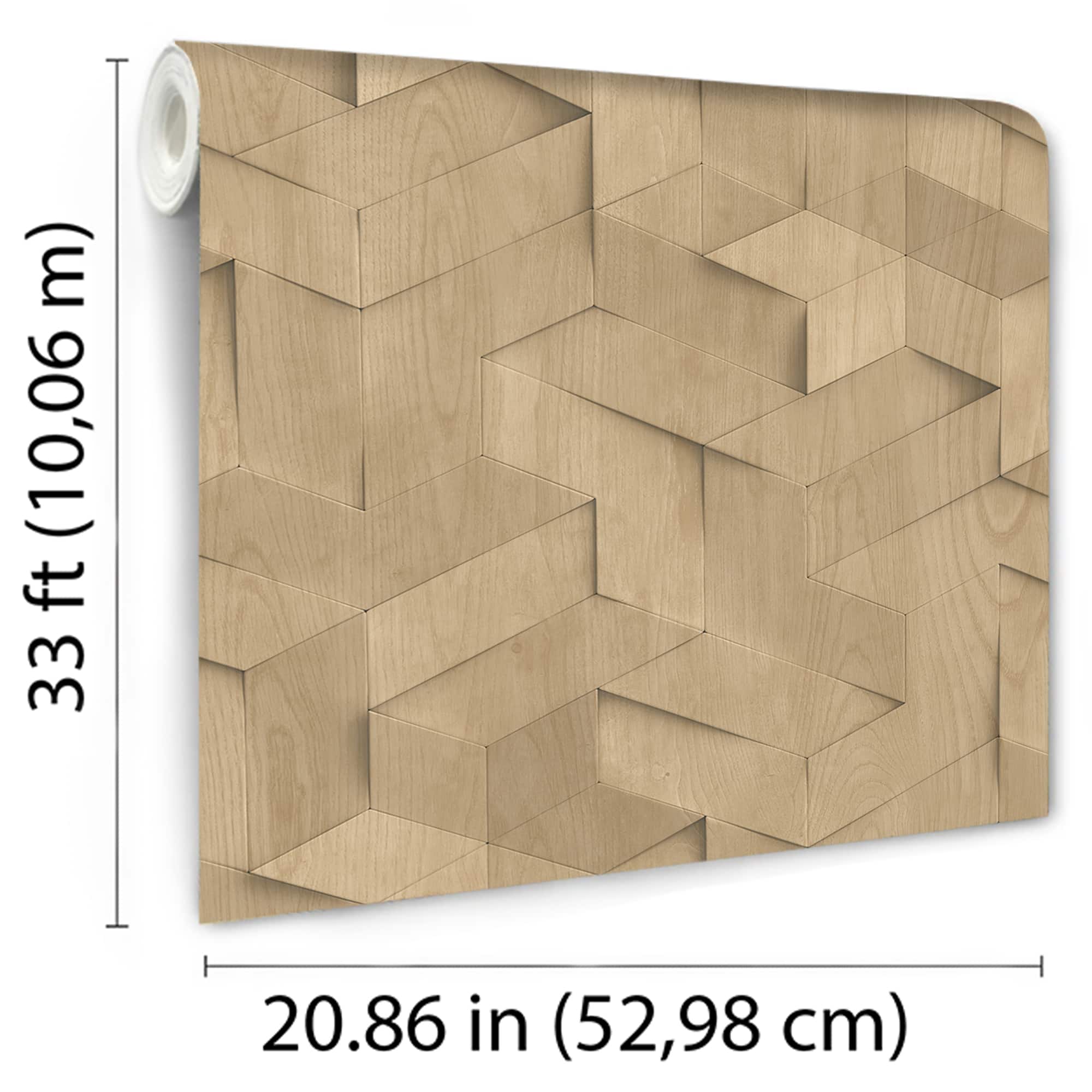 Designs Direct Woodblock Geometric Illusion Wallpaper