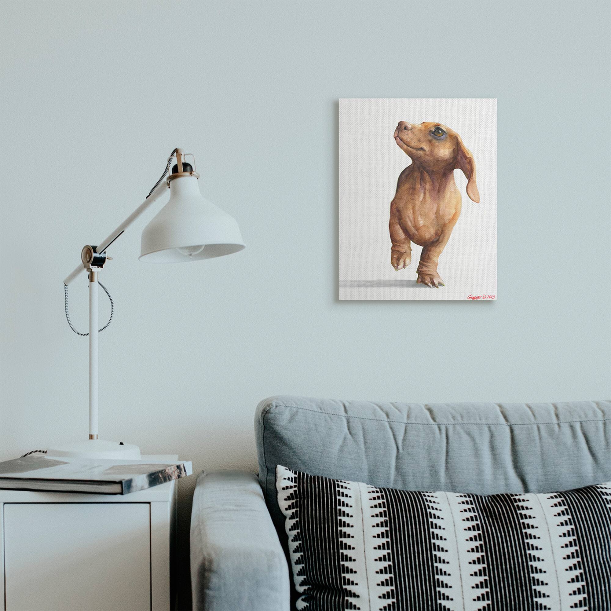 Stupell Industries Little Dachshund Dog Strutt Adorable Pet Portrait Canvas Wall Art