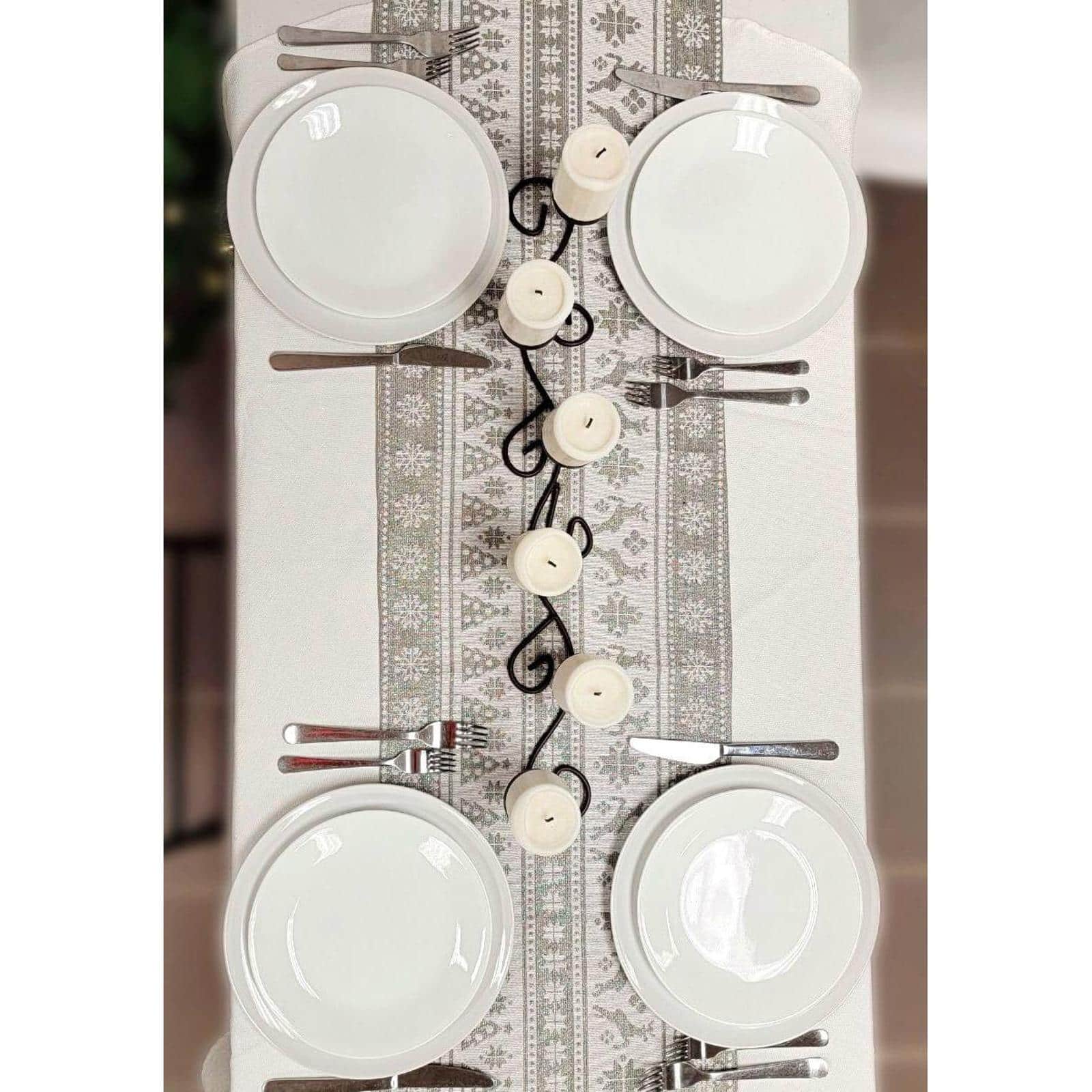 Wizardi 13.75" x 67" Gray Nordic Christmas Table Runner