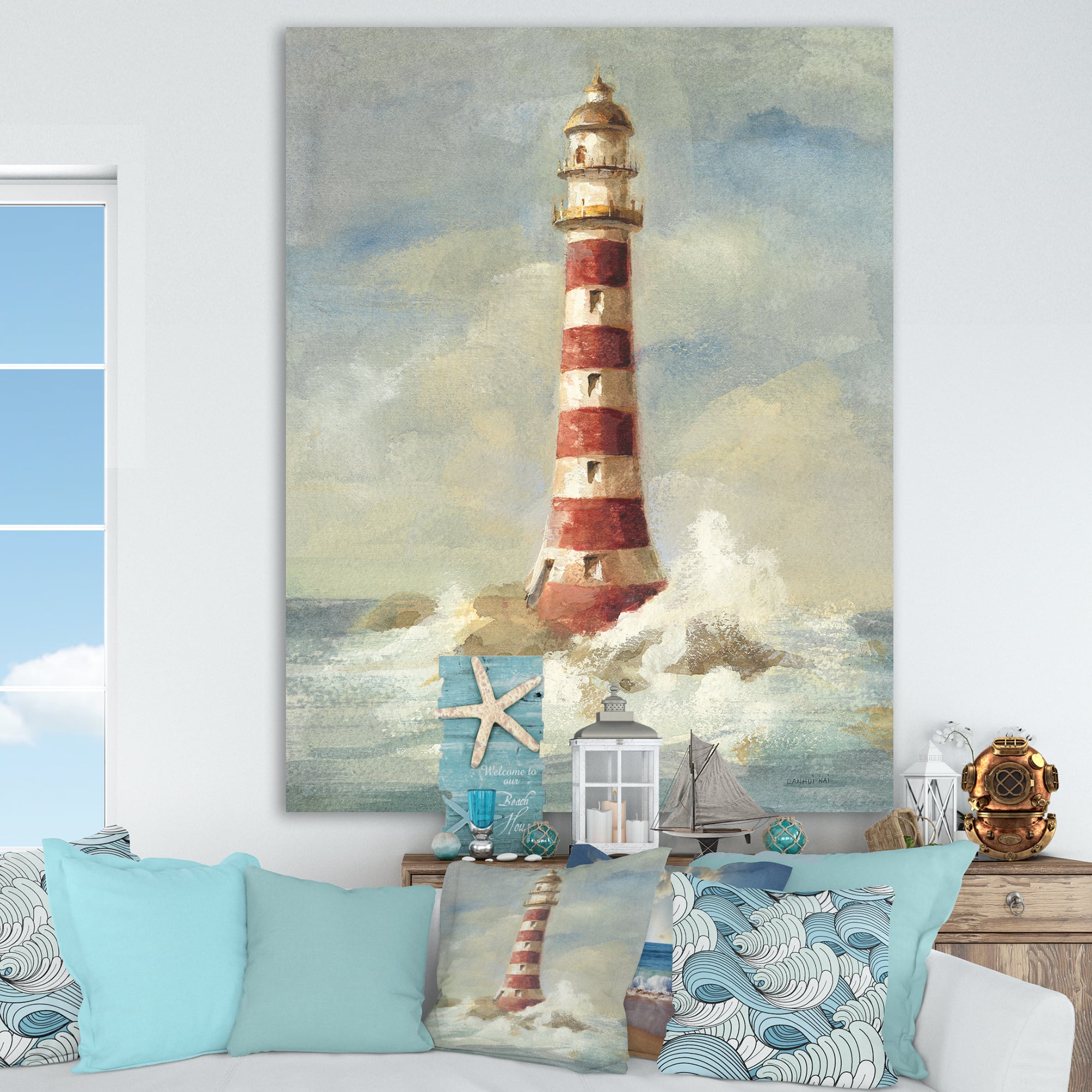 Designart - Ocean Lighthouse - Nautical & Coastal Premium Canvas Wall Art