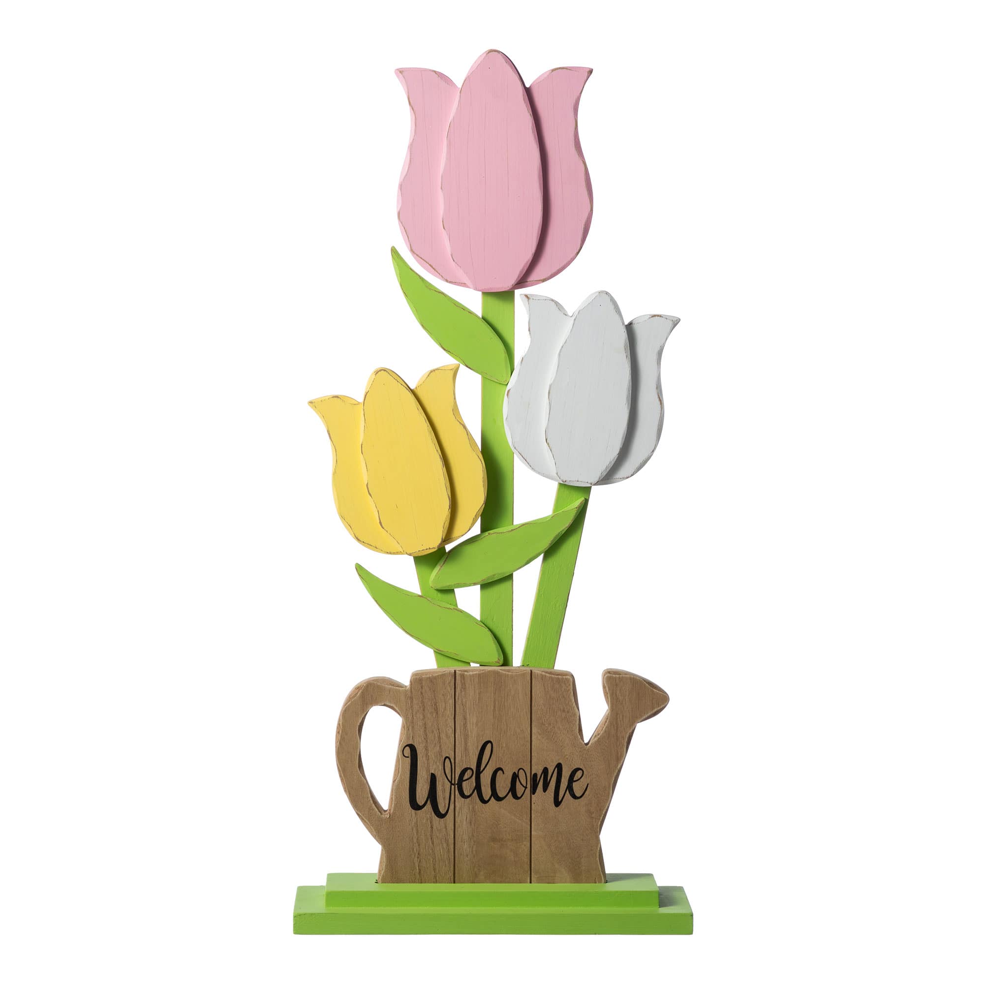 Glitzhome® 30" Easter Wooden Tulip Porch Decor