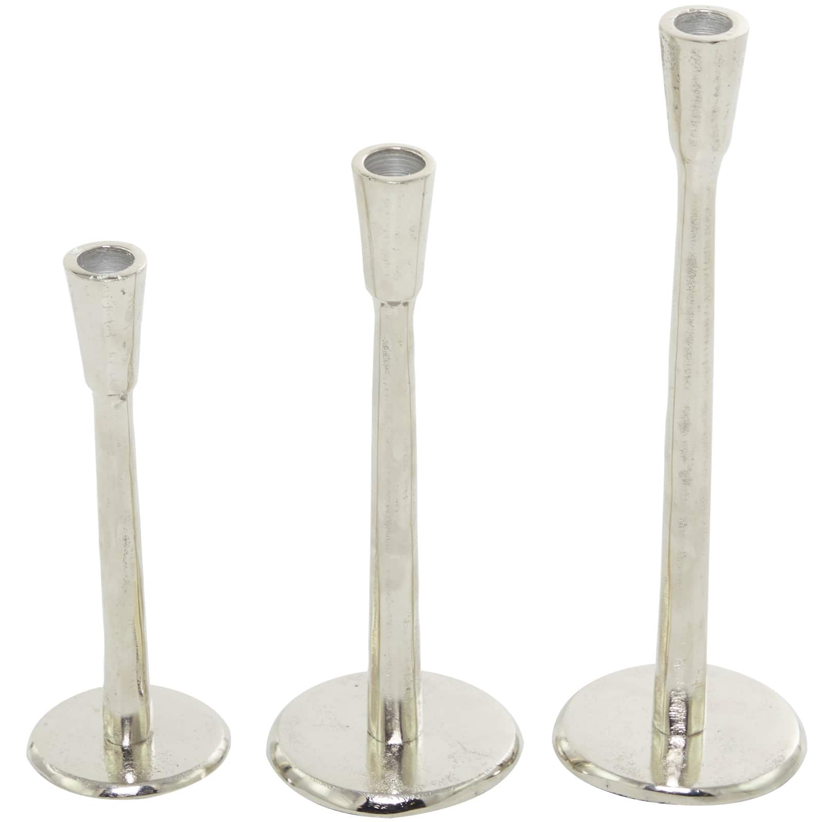 Silver Aluminum Tapered Candle Holder Set