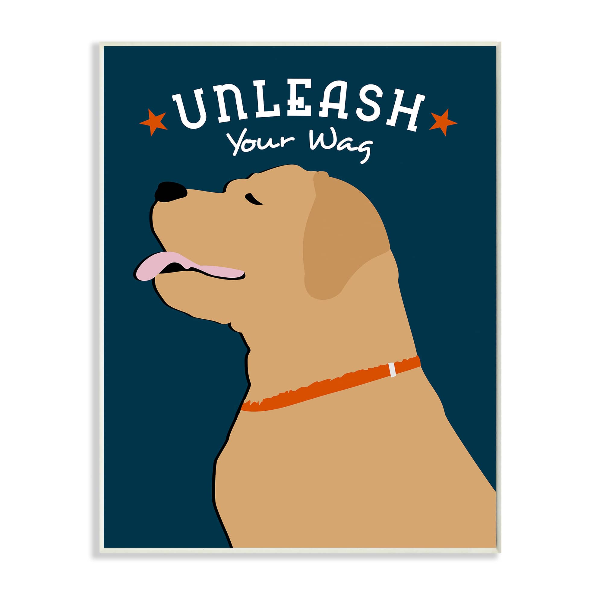 Stupell Industries Unleash Your Wag Phrase Golden Labrador Dog Wall Plaque