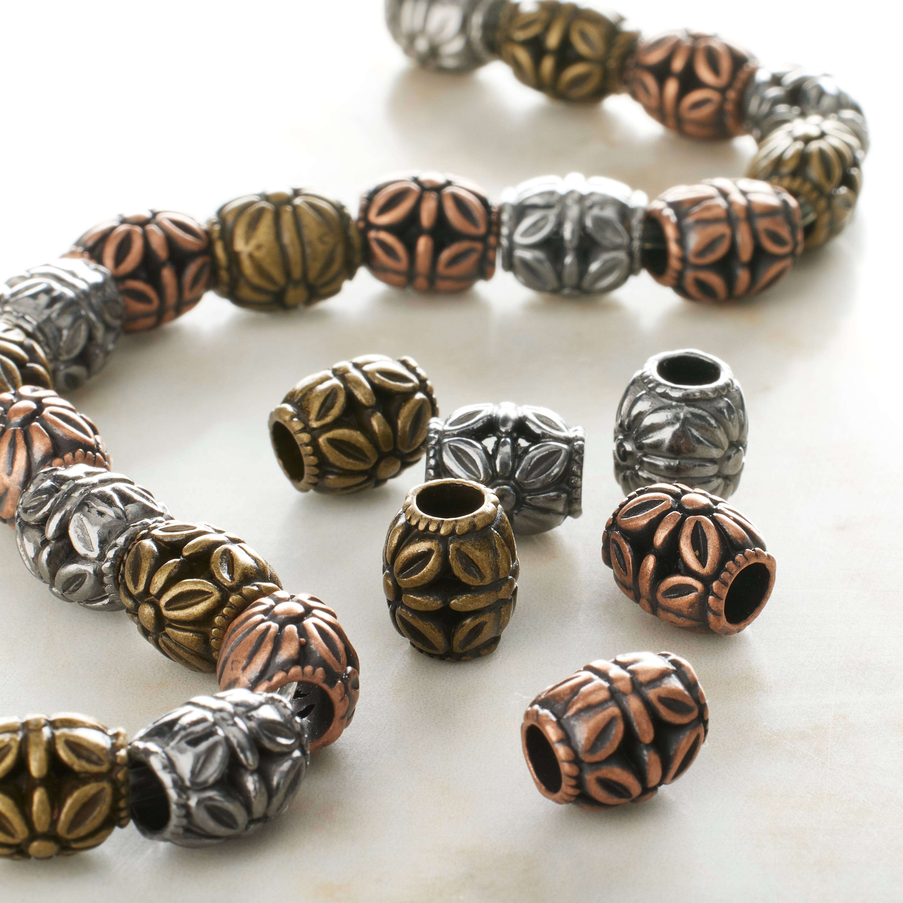 Multicolor Metal Plated Antique Barrel Beads, 10mm by Bead Landing™