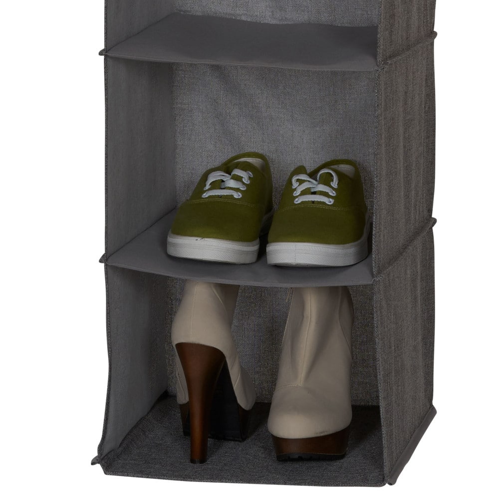 Household Essentials Gray Linen 6-Shelf Hanging Closet Organizer