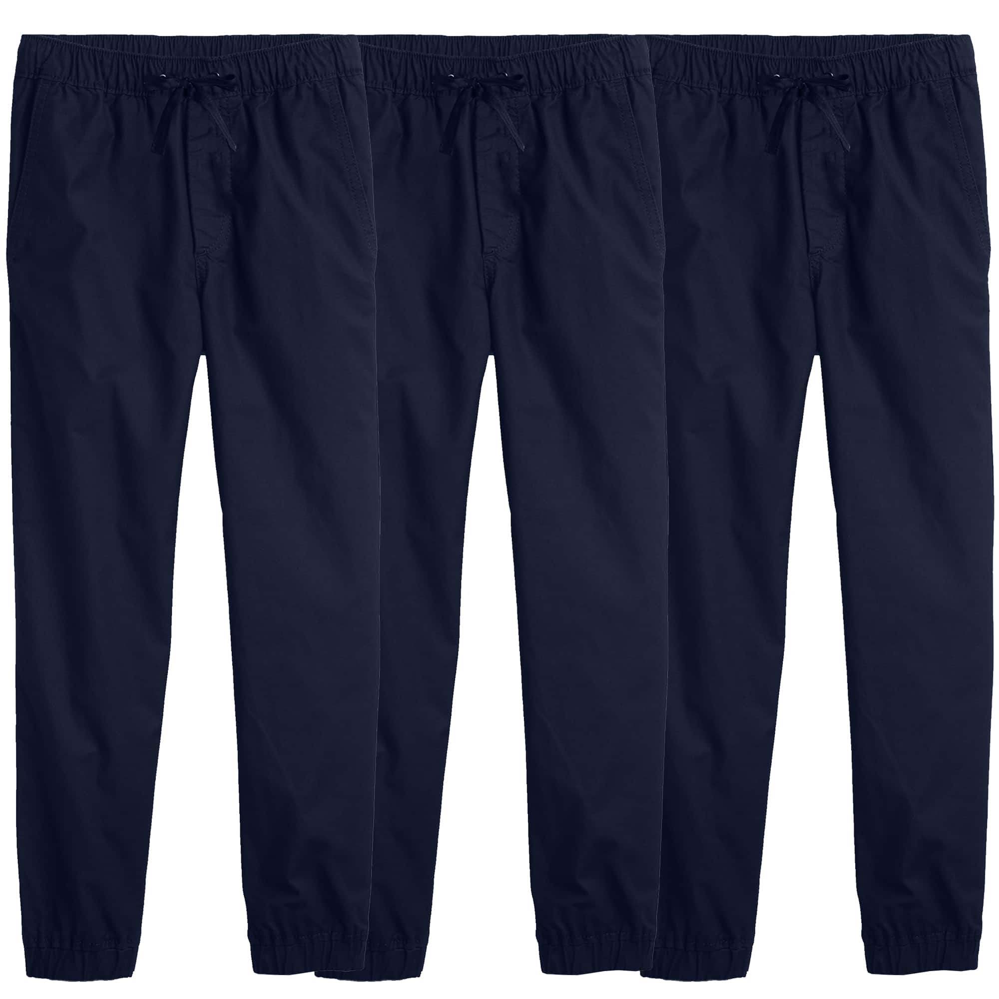 Galaxy by Harvic Boy's Slim Fitting Cotton Stretch Classic Twill Joggers 3 Pack