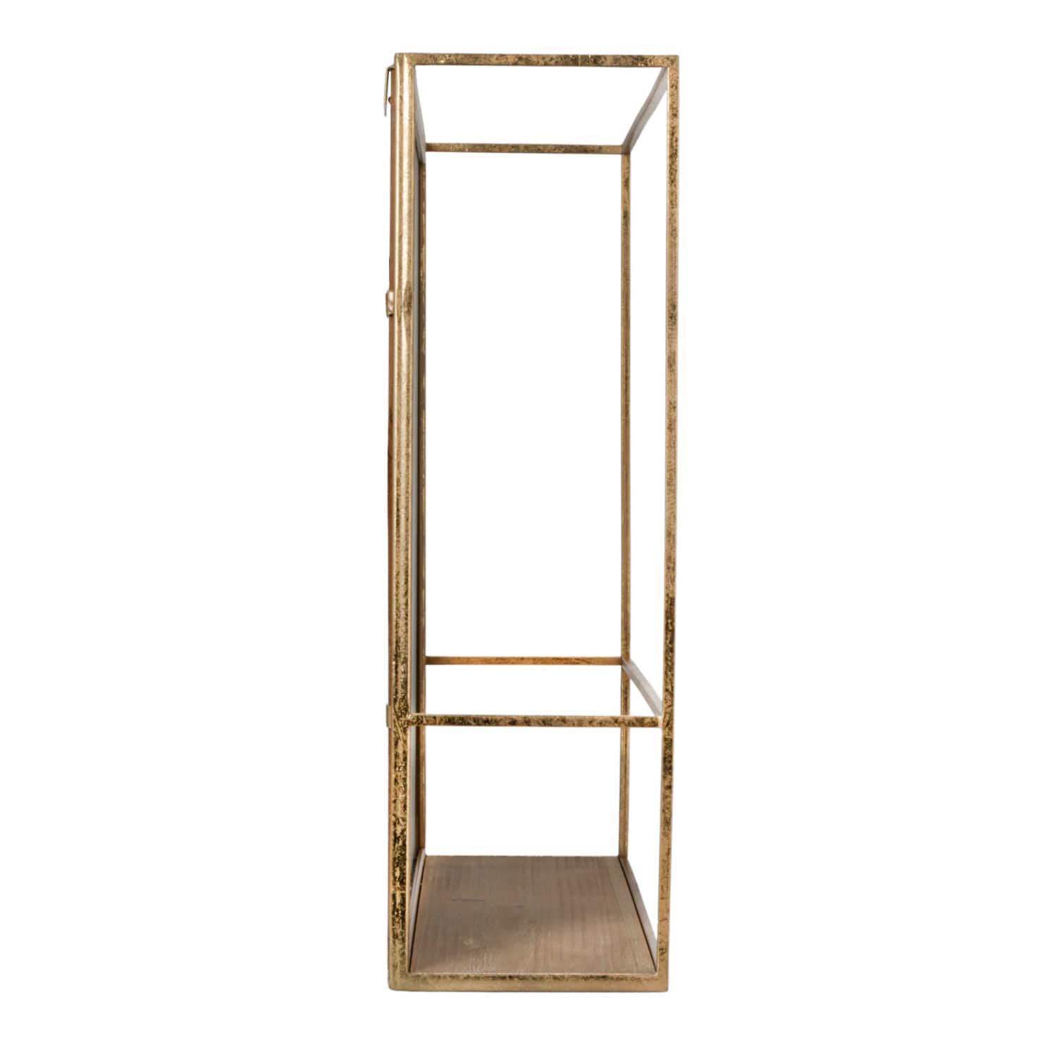 Hello Honey® 20" Gold Metal Wall Mirror with Reclaimed Wood Base