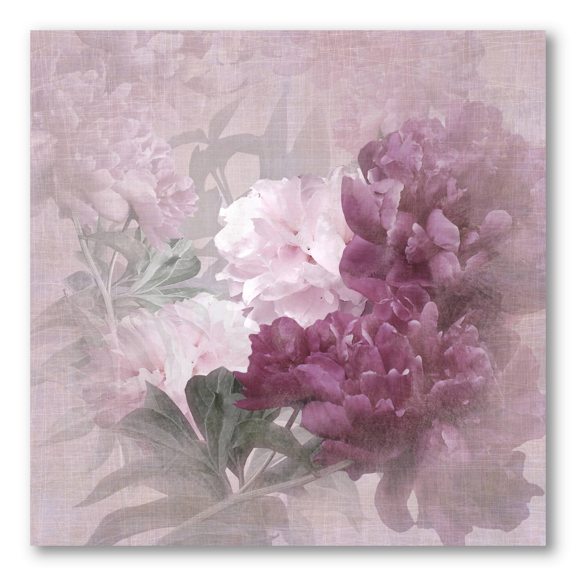 Designart - Vintage Purple and Pink Flowers II - Traditional Canvas Wall Art Print