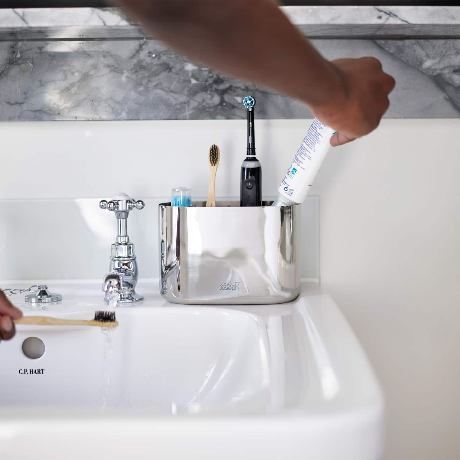 Joseph Joseph EasyStore Luxe Large Stainless-steel Toothbrush Caddy