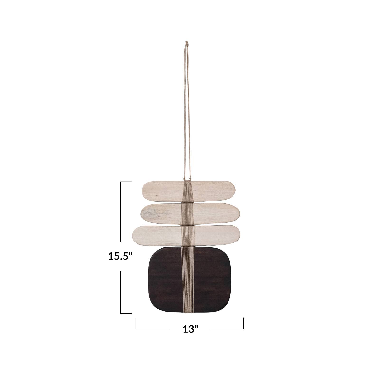 Hello Honey® 15.5" Bleached & Espresso Oak Wood & Jute Wall Hanging
