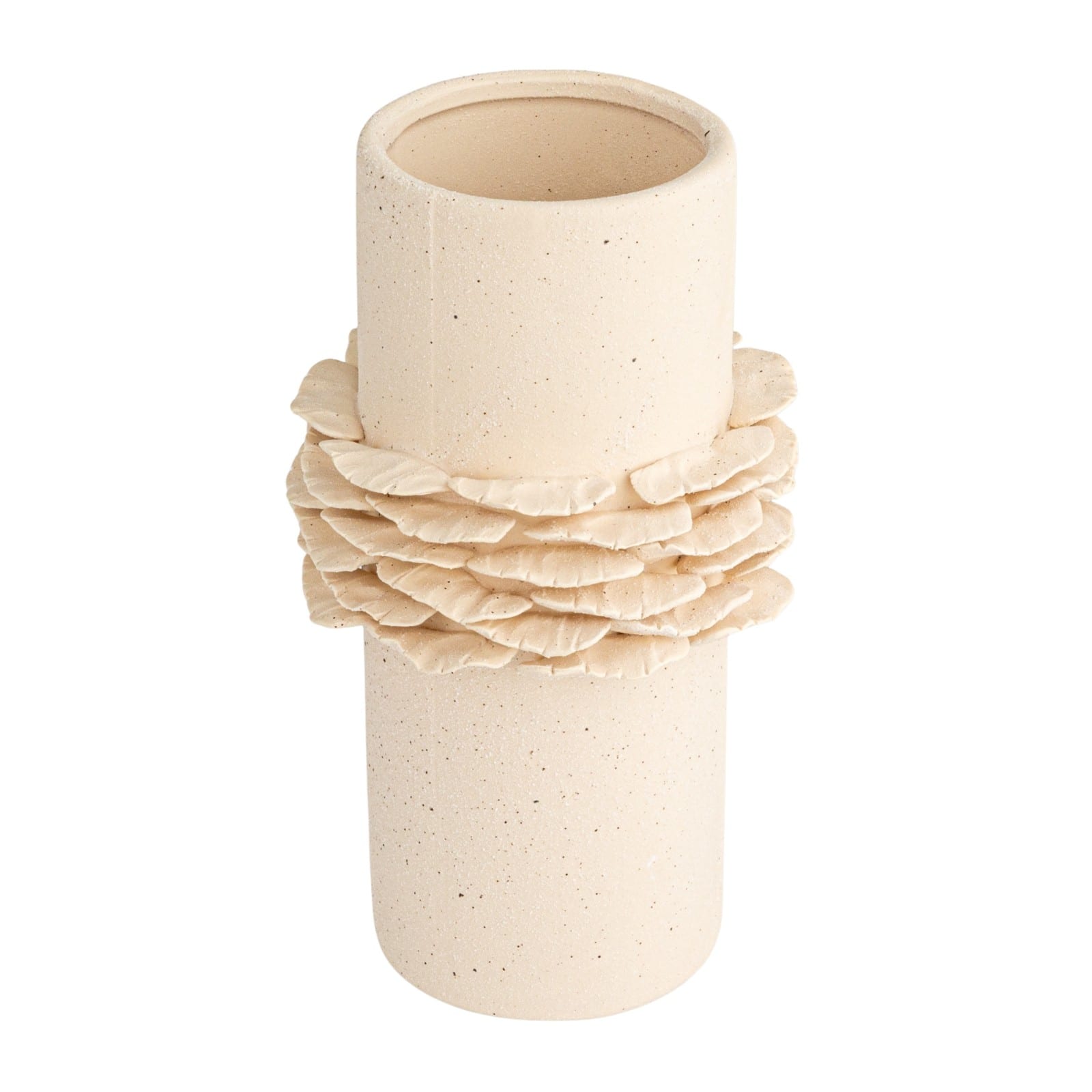 Hello Honey® 10" Matte Cream Ruffled Elegance Stoneware Vase