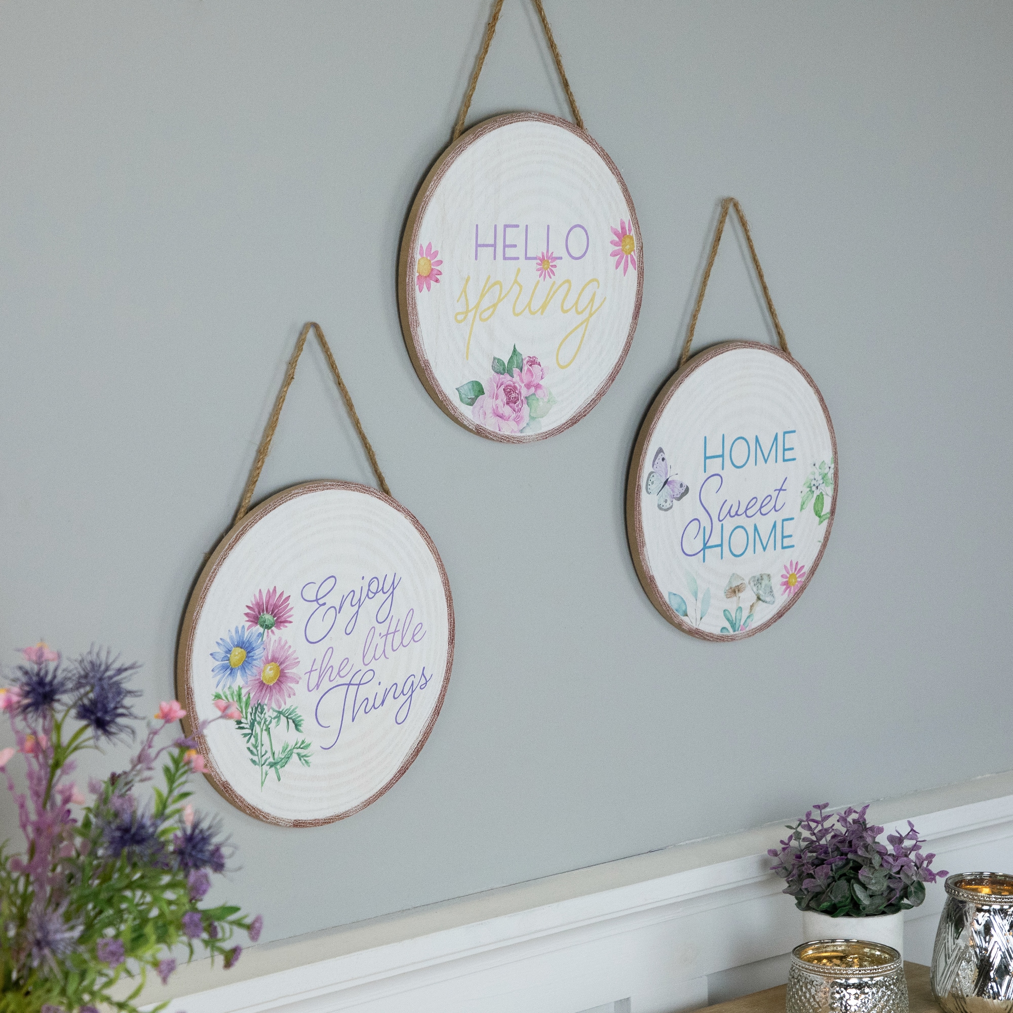 Springtime Floral Hanging Wall Sign Set