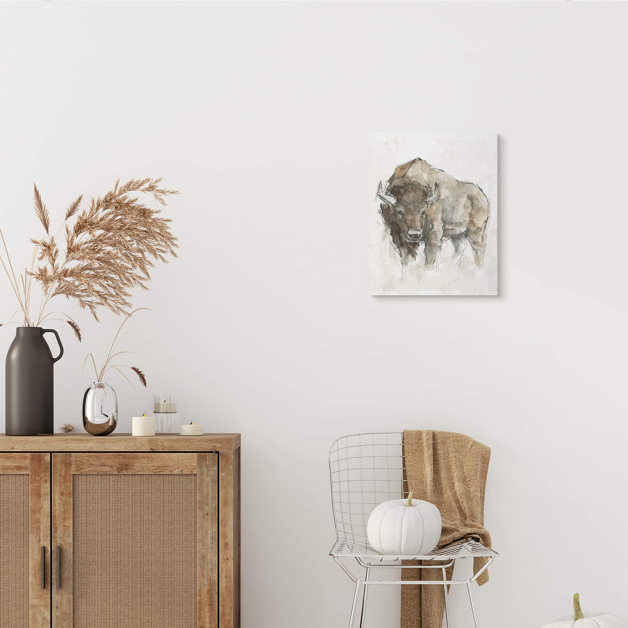 Stupell Industries Western American Buffalo Brown Country Animal Canvas Wall Art