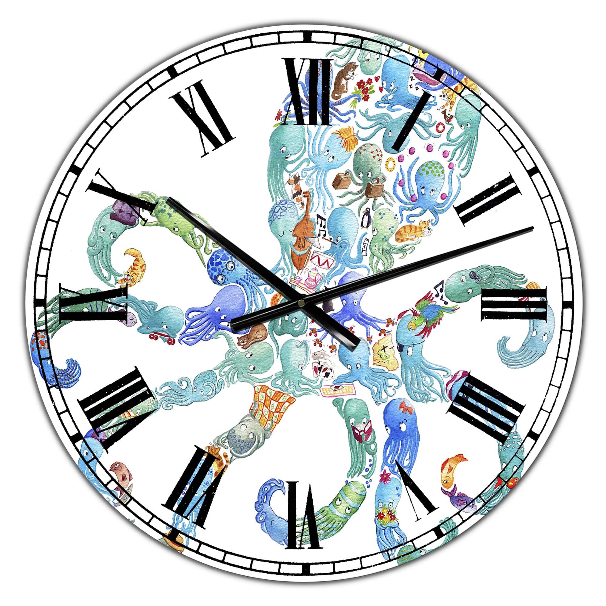 Designart 'Octopus Made Of Octopus Large Nautical & Coastal Wall Clock