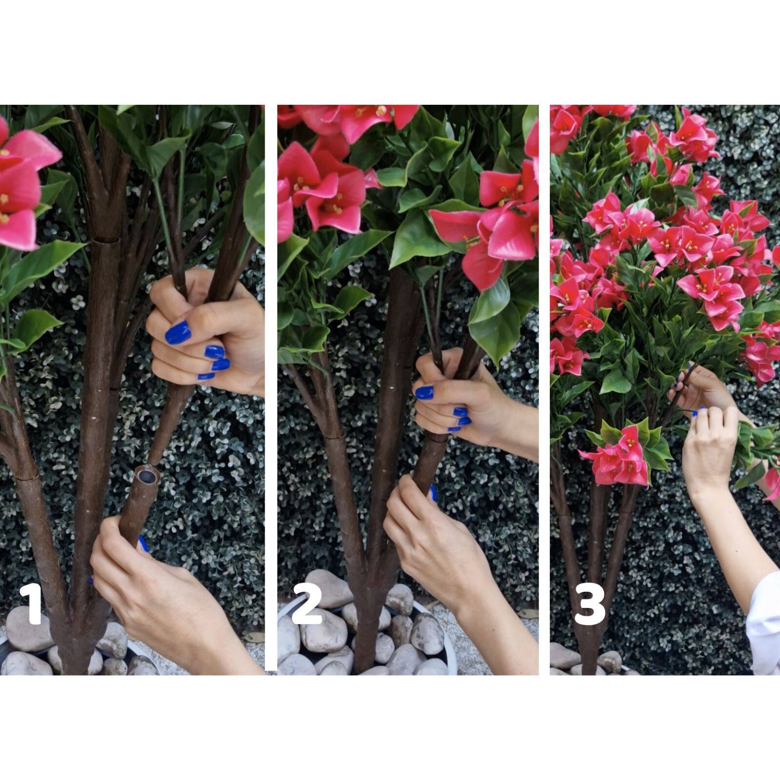 GreenSmart Dekor 4ft. Artificial Bougainvillea Plant in Black Pot 