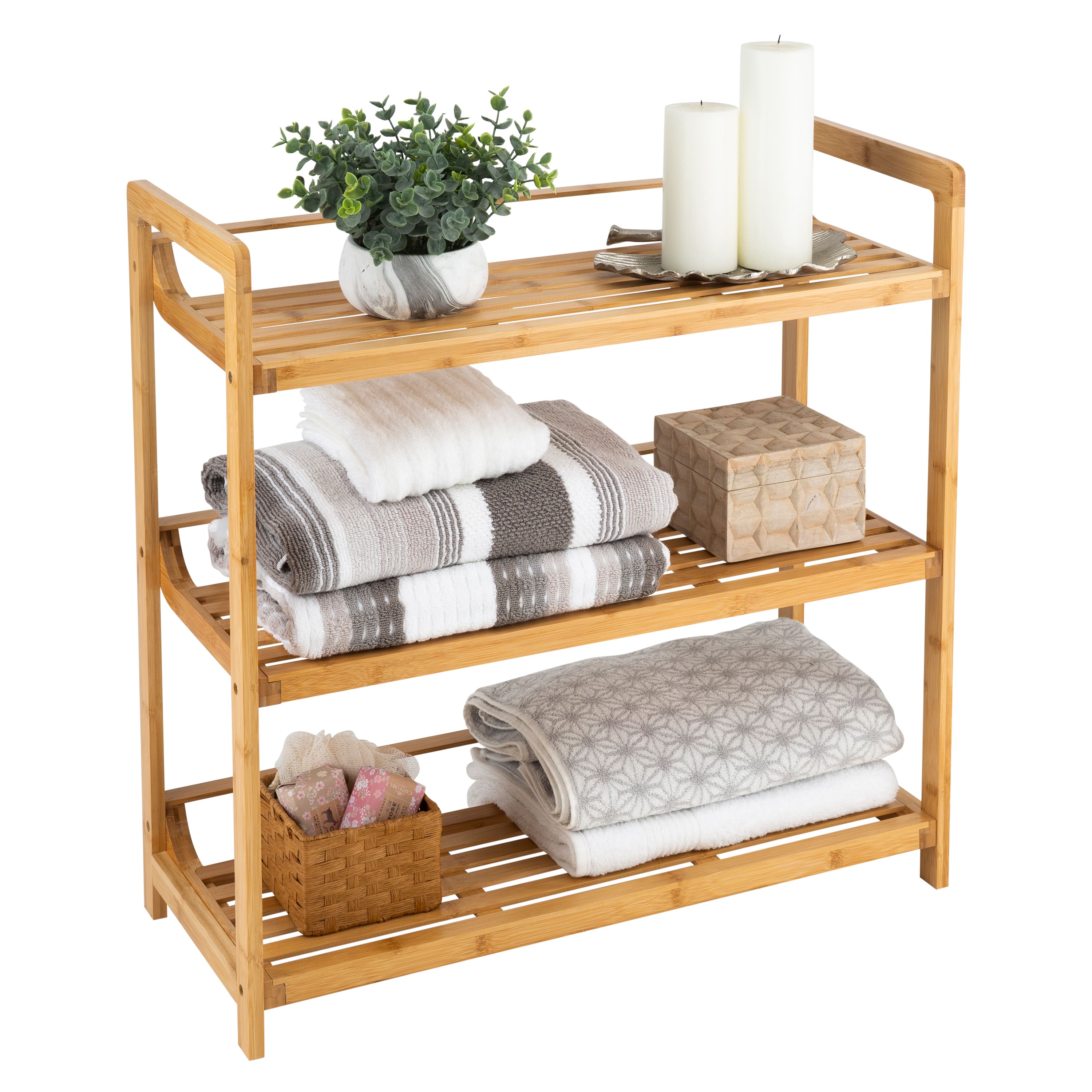 Organize It All Bamboo Double Wide 3-Tier Shelf