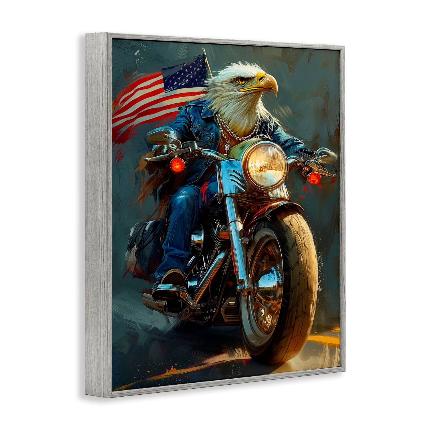 Stupell Industries Patriotic Eagle Motorcycle Framed Giclee Art