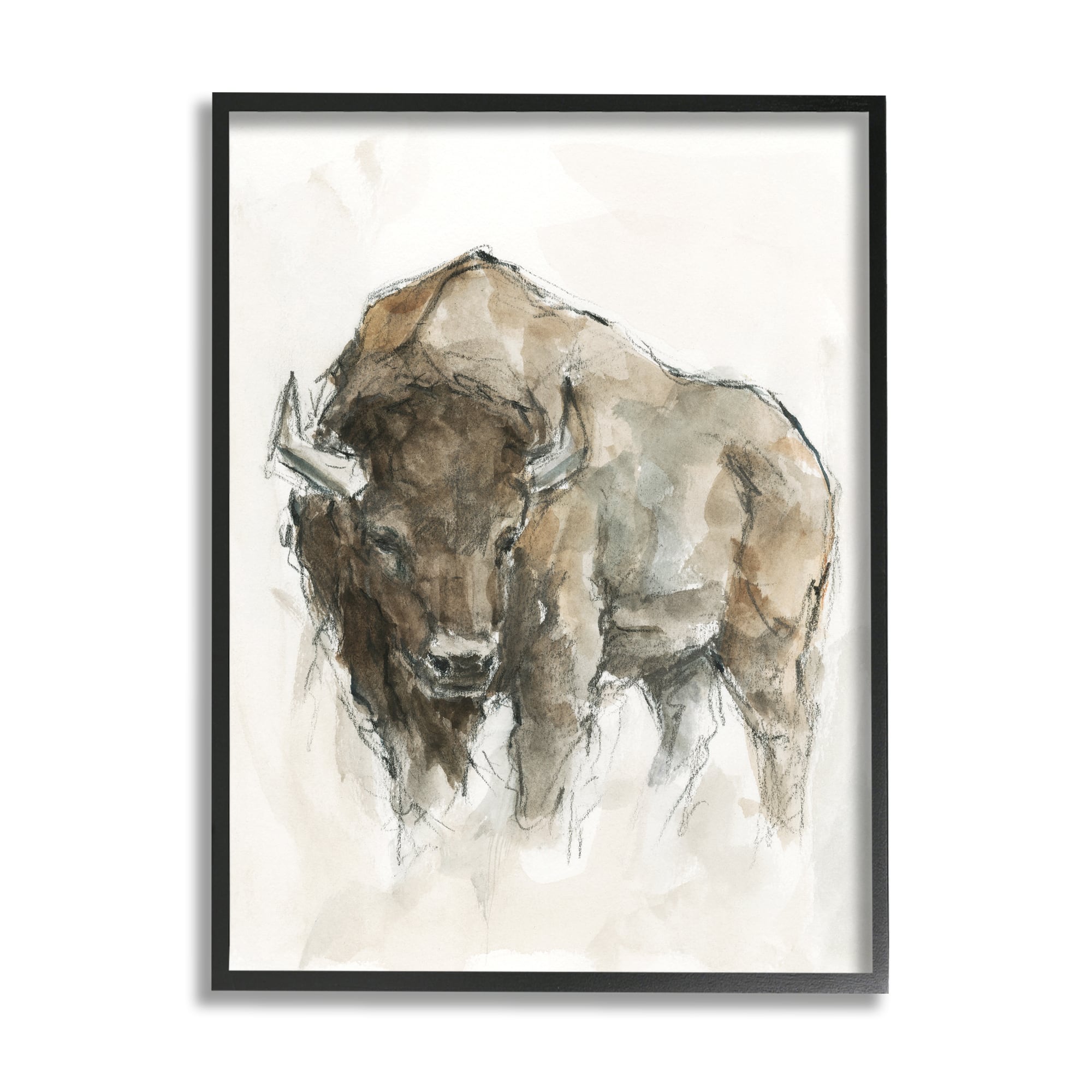 Stupell Industries Western American Buffalo Brown Country Animal Framed Wall Art