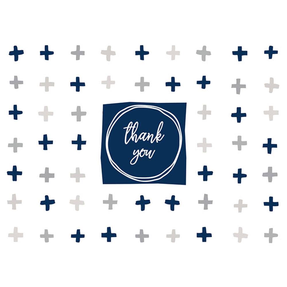 JAM Paper White, Gray & Blue Trendy Blank Thank You Cards Set, 36ct.