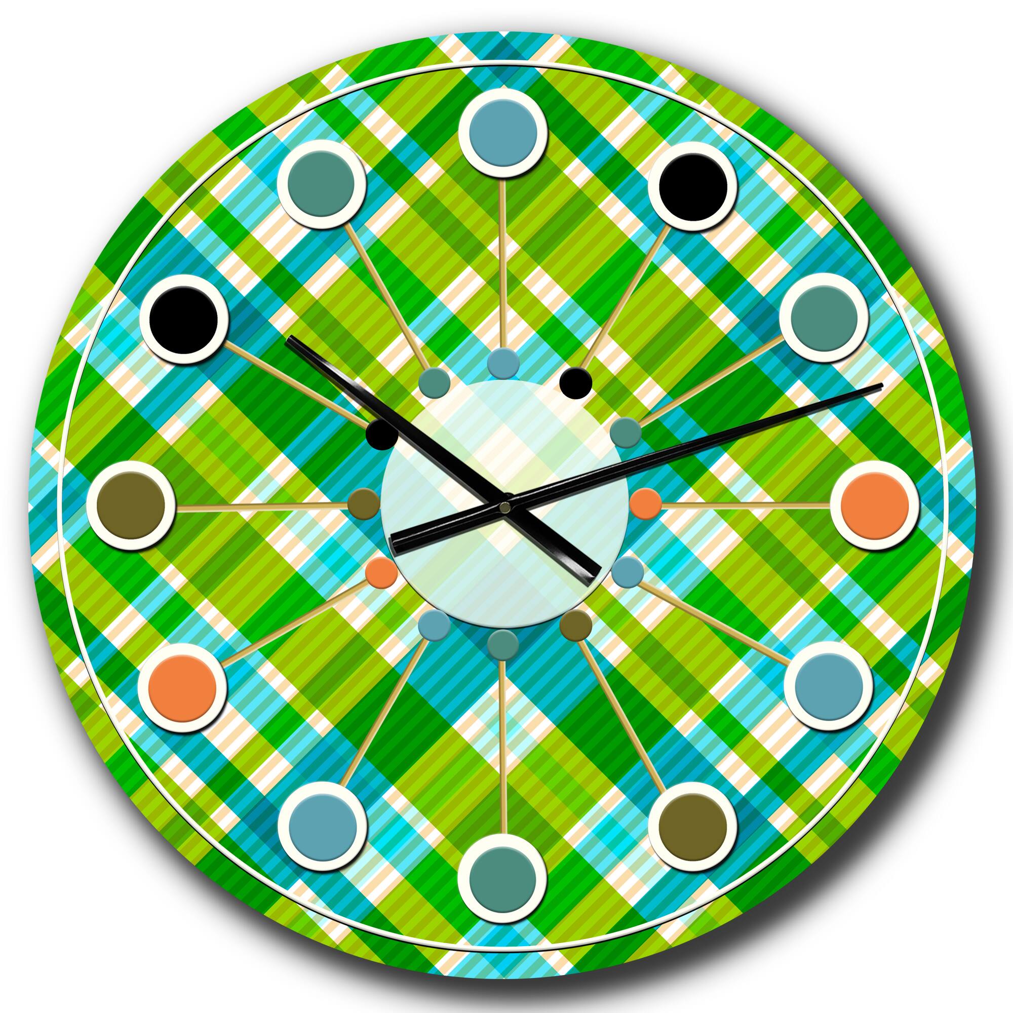 Designart 'Tartan Geometrical Texture Ii Mid-Century Modern Wall Clock