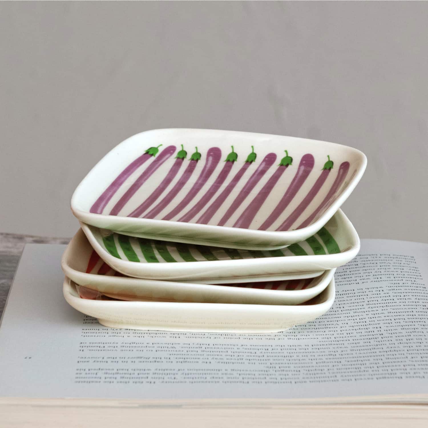 Hello Honey® 6" Vegetable Square Stoneware Plate, 12ct.