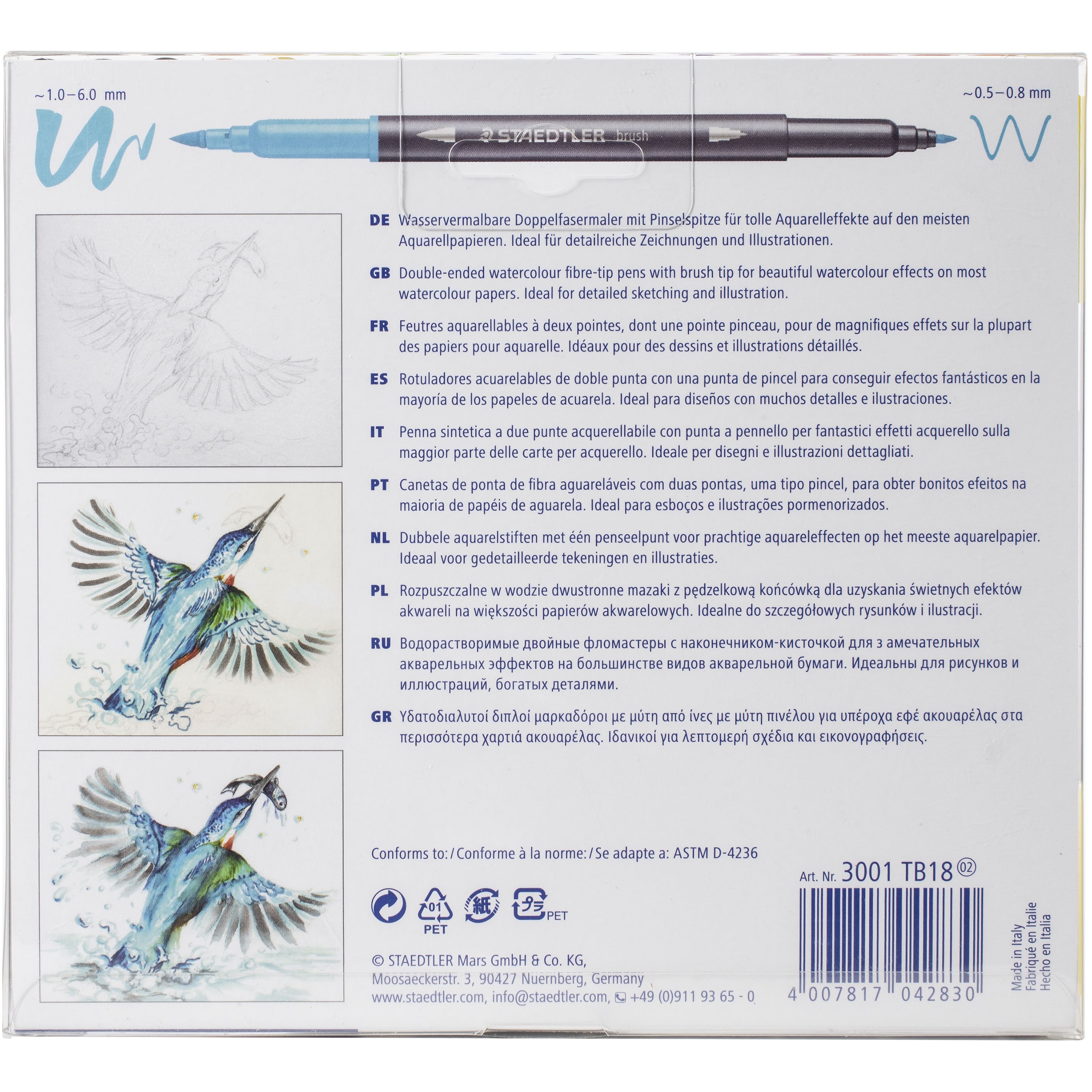 Staedtler® Marsgraphic Duo 18 Color Double-Ended Watercolor Brush Pen Set