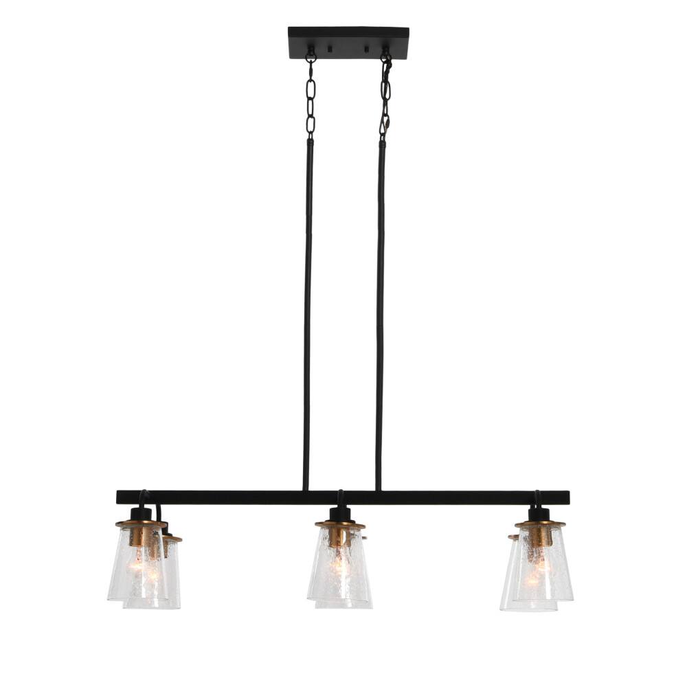 Hello Honey® Robert Stevenson Lighting Jameson Metal & Seedy Glass 6-Light Linear Chandelier