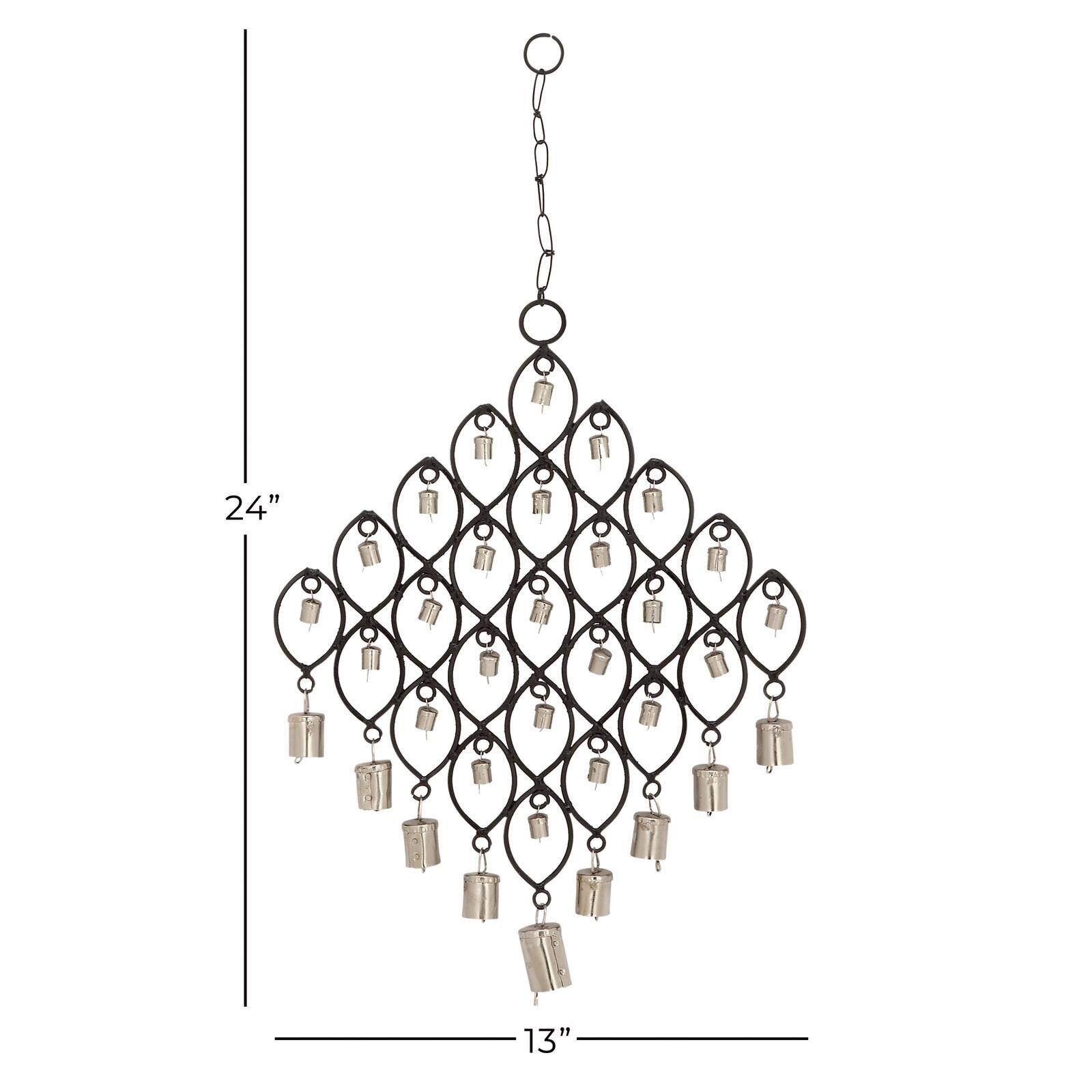 Black Metal Eclectic Windchime, 13" x 1" x 24"