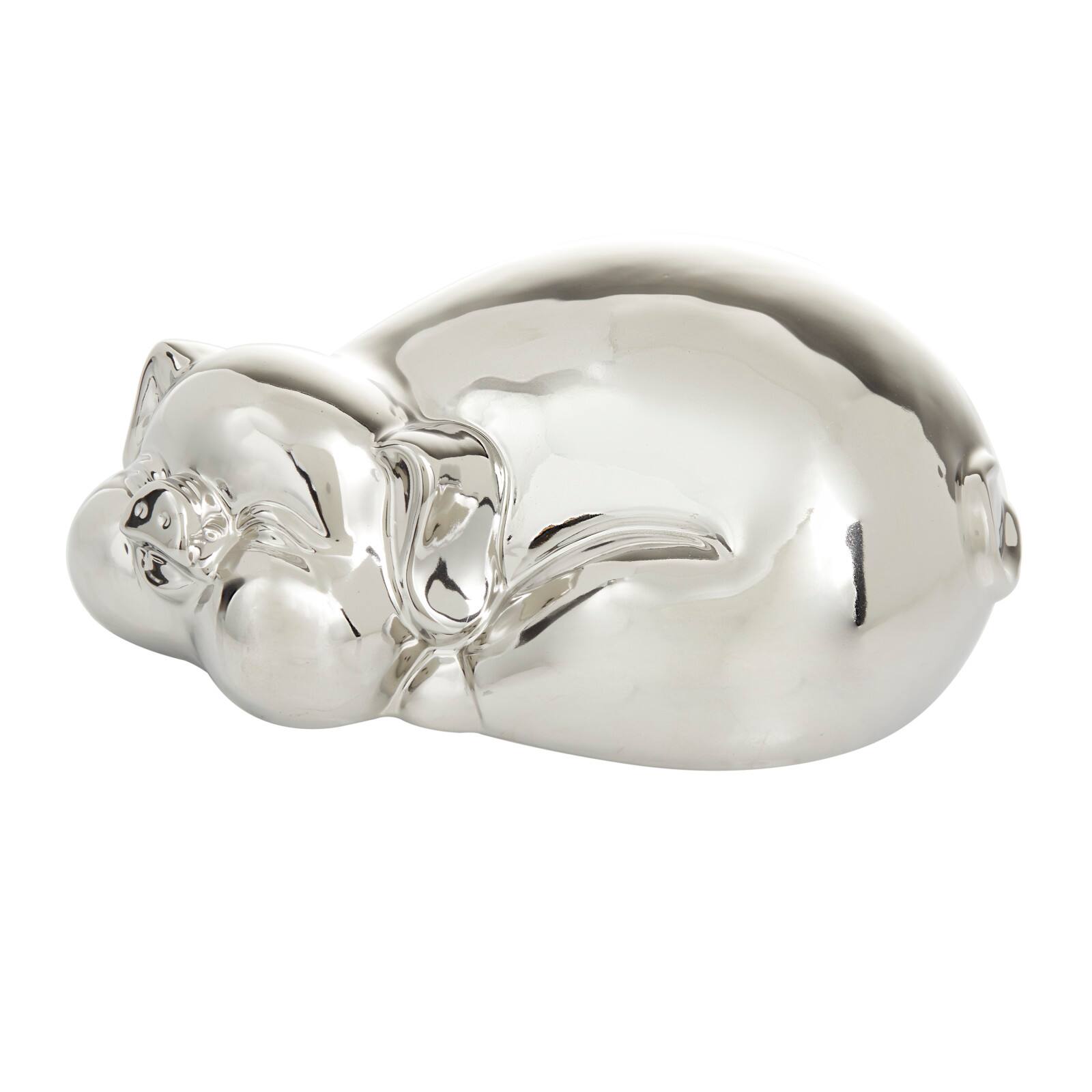 CosmoLiving by Cosmopolitan Silver Porcelain Contemporary Sculpture, 5" x 13" x 9"
