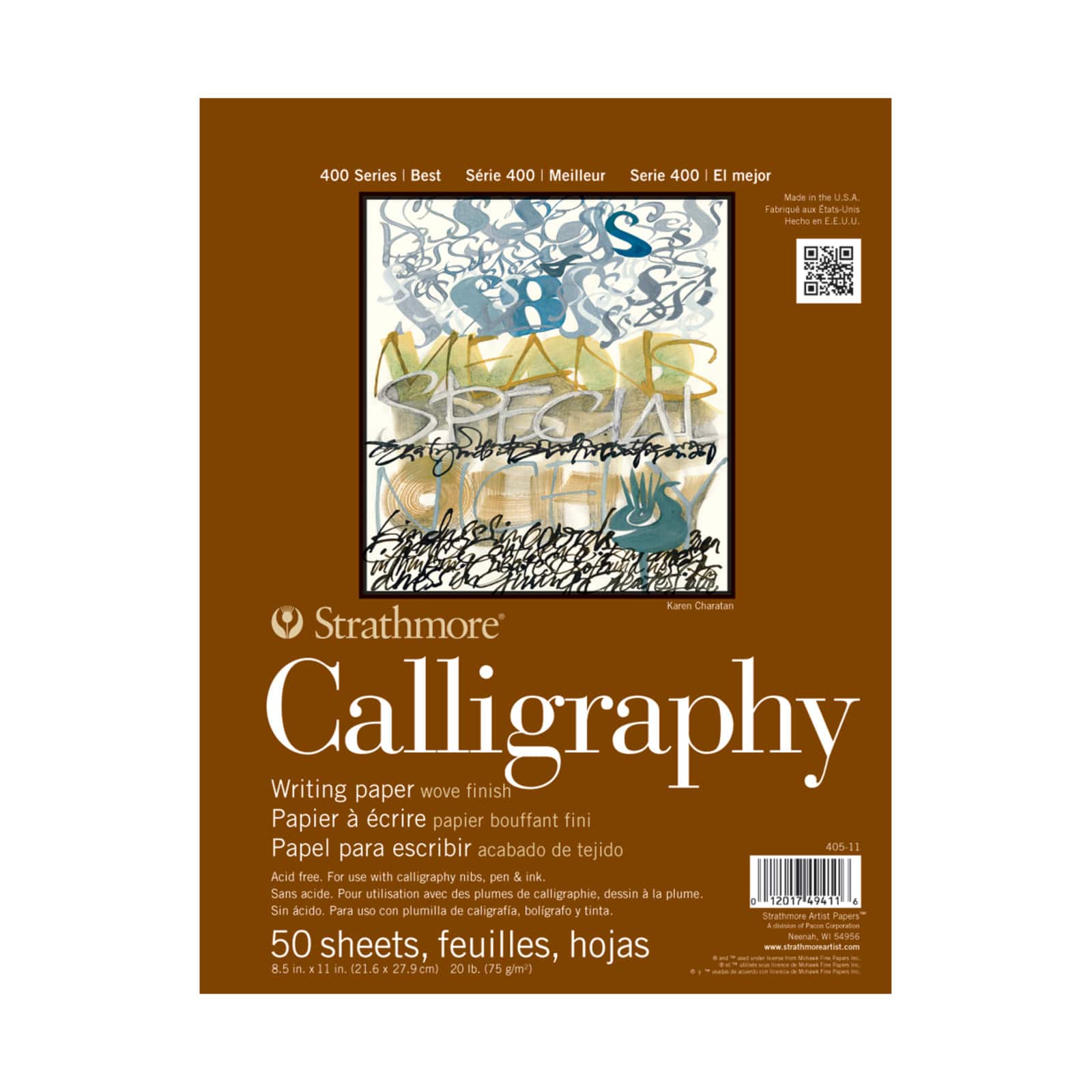 Strathmore; Strathmore® 400 Series 8.5" x 11" Calligraphy Paper Pad; Category:Paper Pads; Image:1