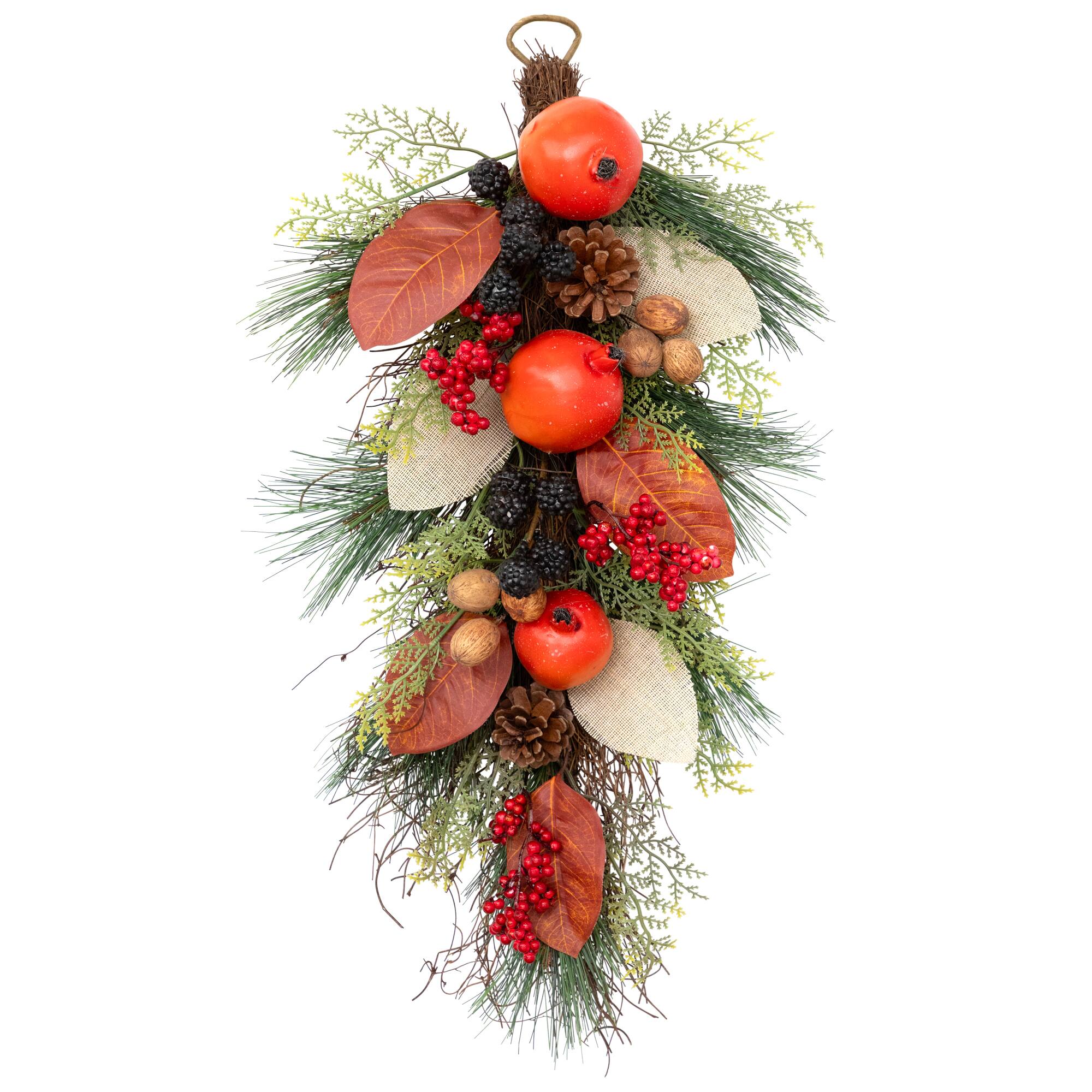 2.5ft. Autumn Harvest Mixed Berry & Pine Needle Teardrop Swag