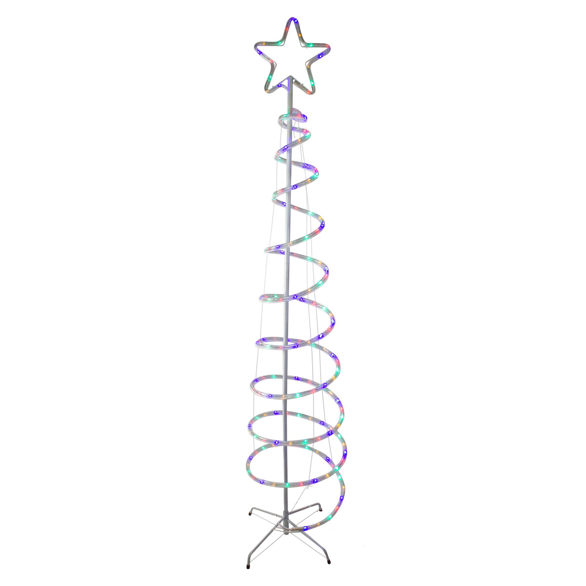 7ft. Pre-Lit Slim Spiral Rope Light Outdoor Christmas Tree, Multicolor LED Lights