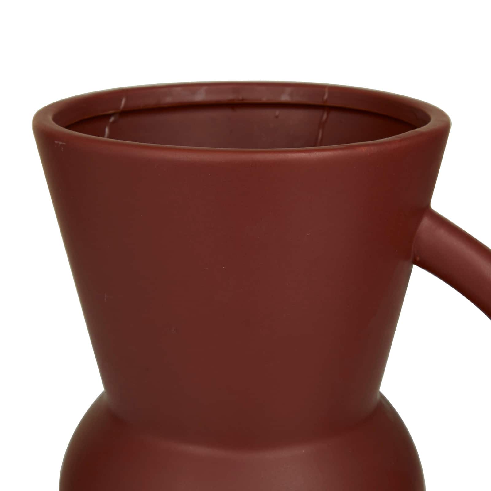 Set of 2" Maroon Stoneware Contemporary Vase 12" x 7" x 5"