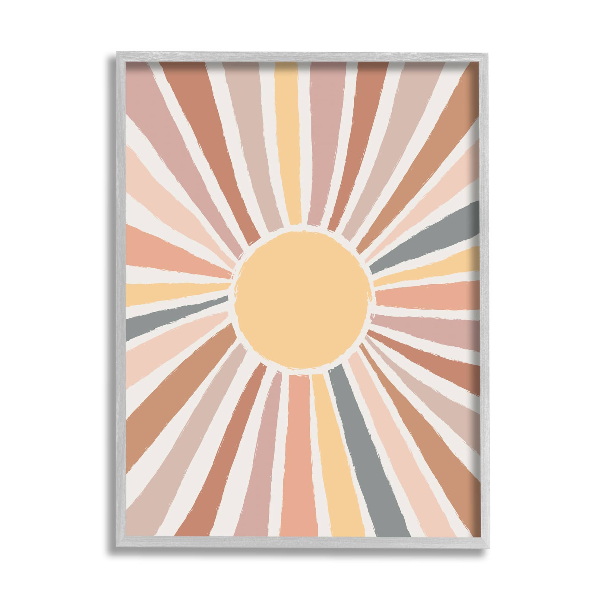 Stupell Industries Southwestern Desert Sun Striped Pattern Rays in Gray Frame Wall Art