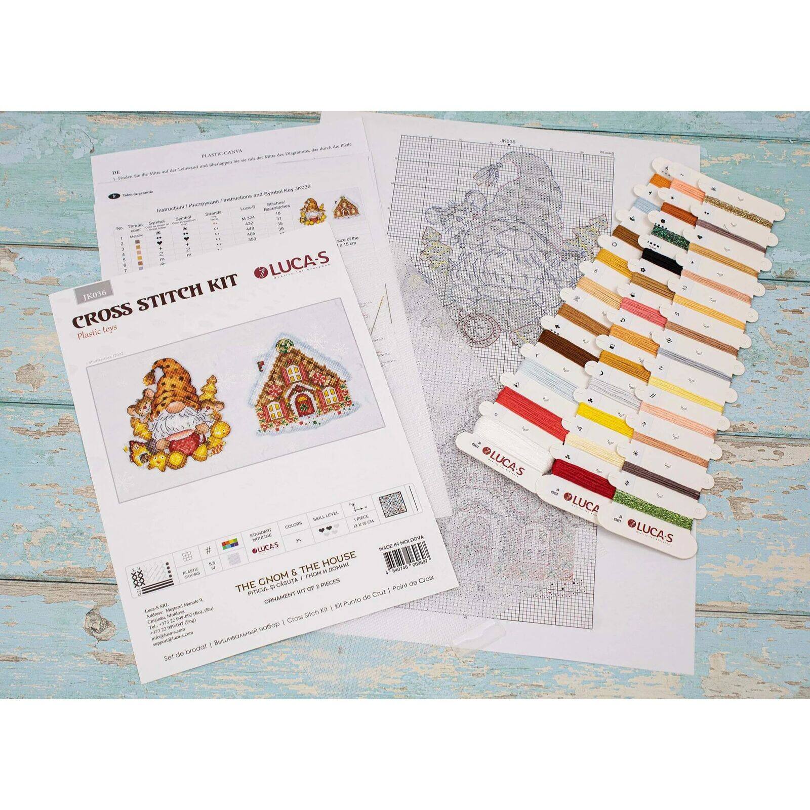 Luca-s The Gnom & The House Plastic Canvas Counted Cross Stitch Kit