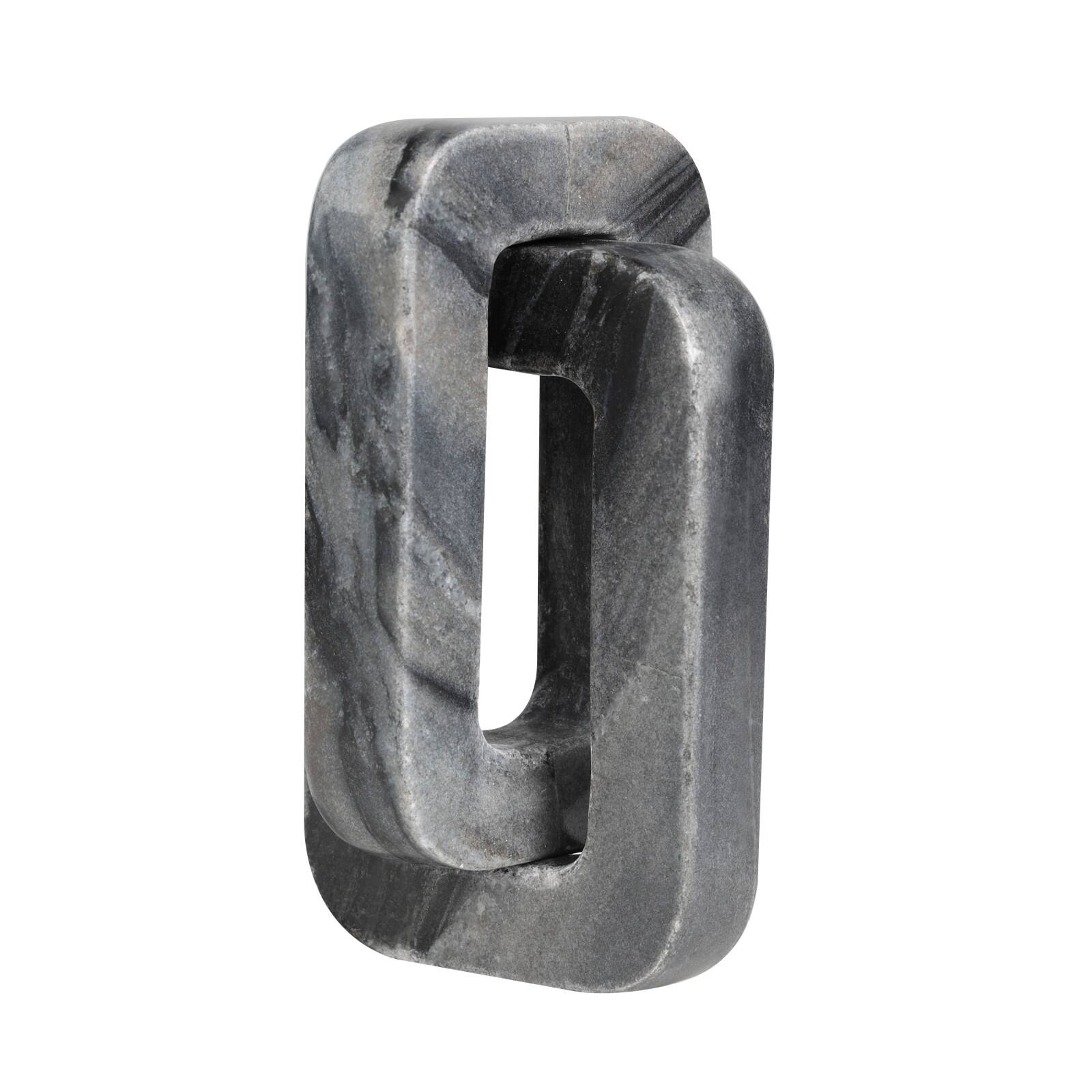 9.75" Gray Marble Geometric 2-Link Chain Sculpture Décor